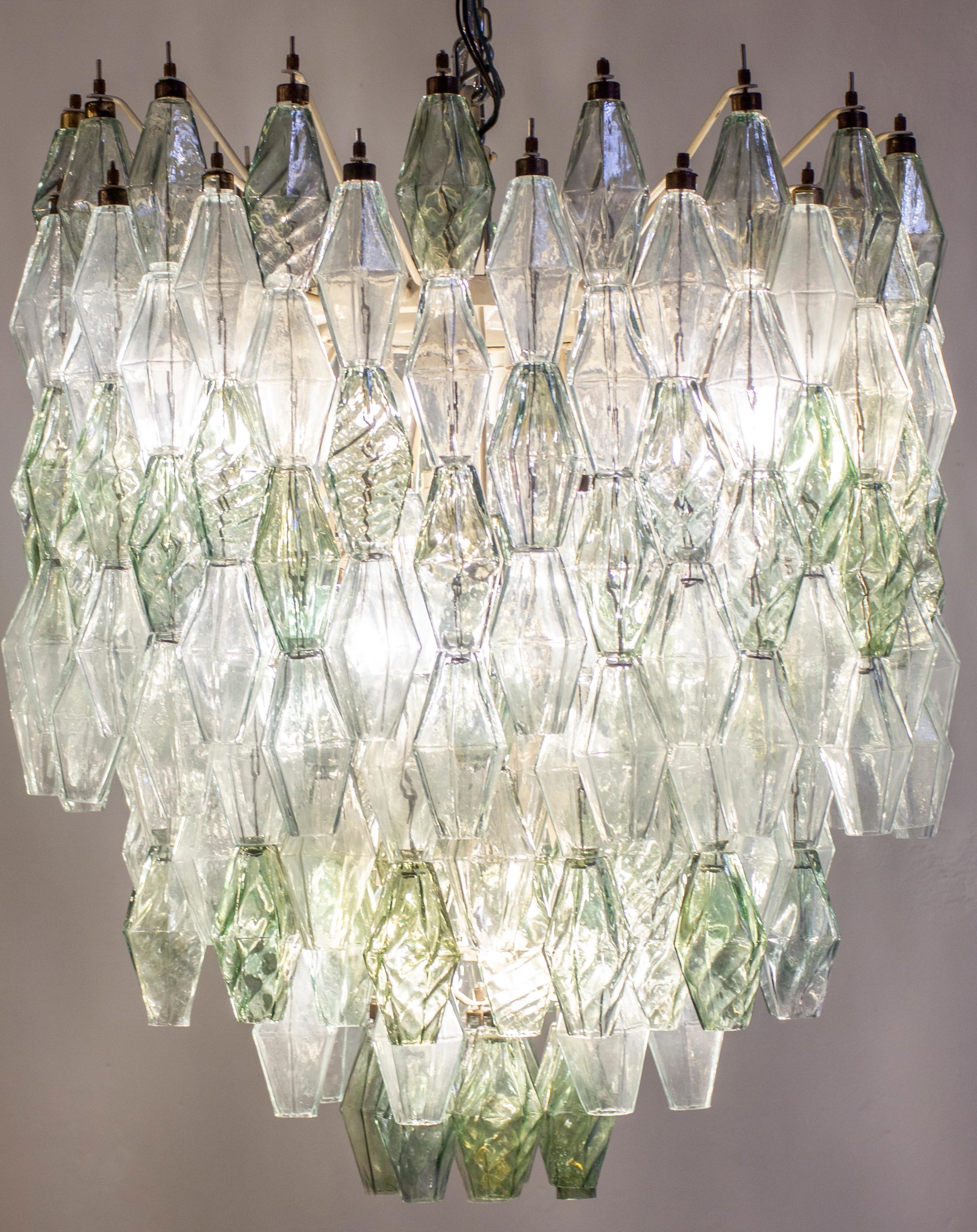  Striking Mid-Century Green and Clear Poliedri Chandelier, 1960 For Sale 4