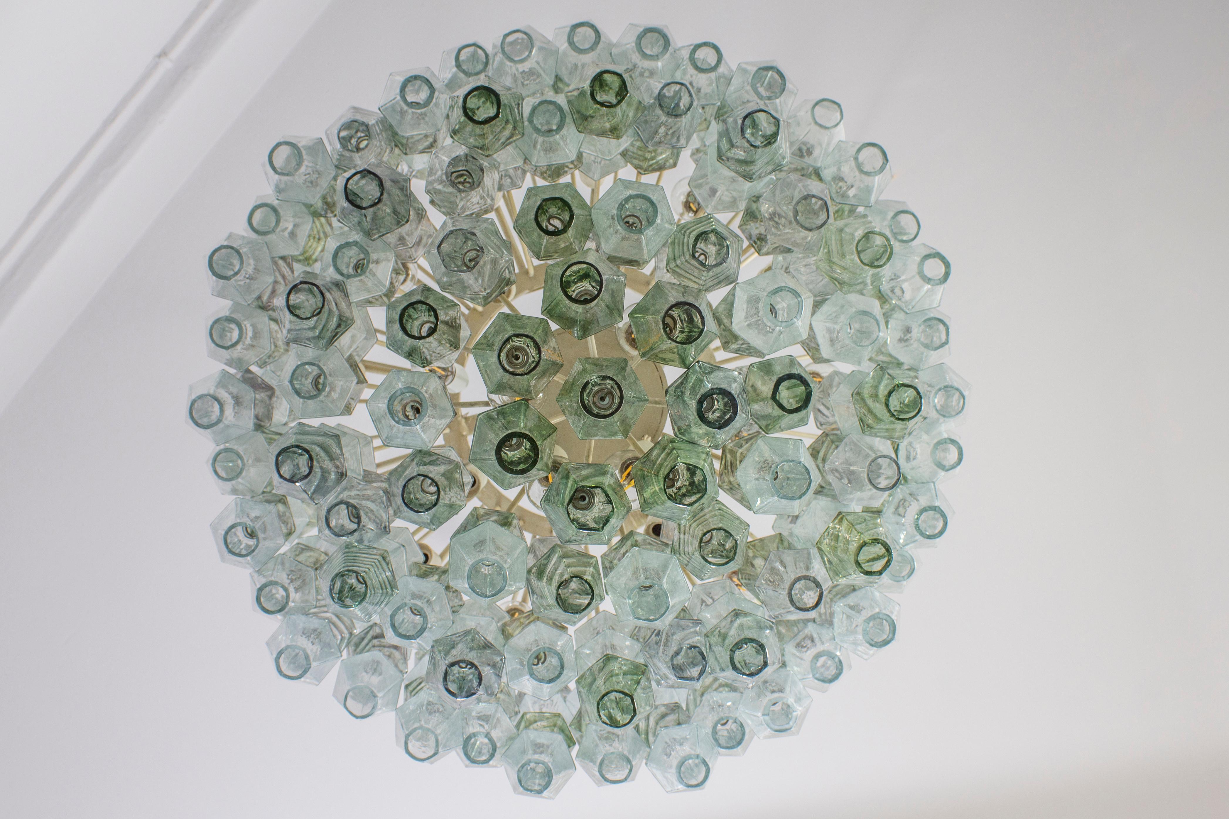  Striking Mid-Century Green and Clear Poliedri Chandelier, 1960 For Sale 7
