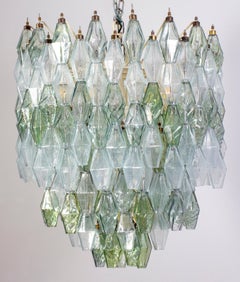 Striking Mid-Century Green and Clear Poliedri Chandelier, 1960
