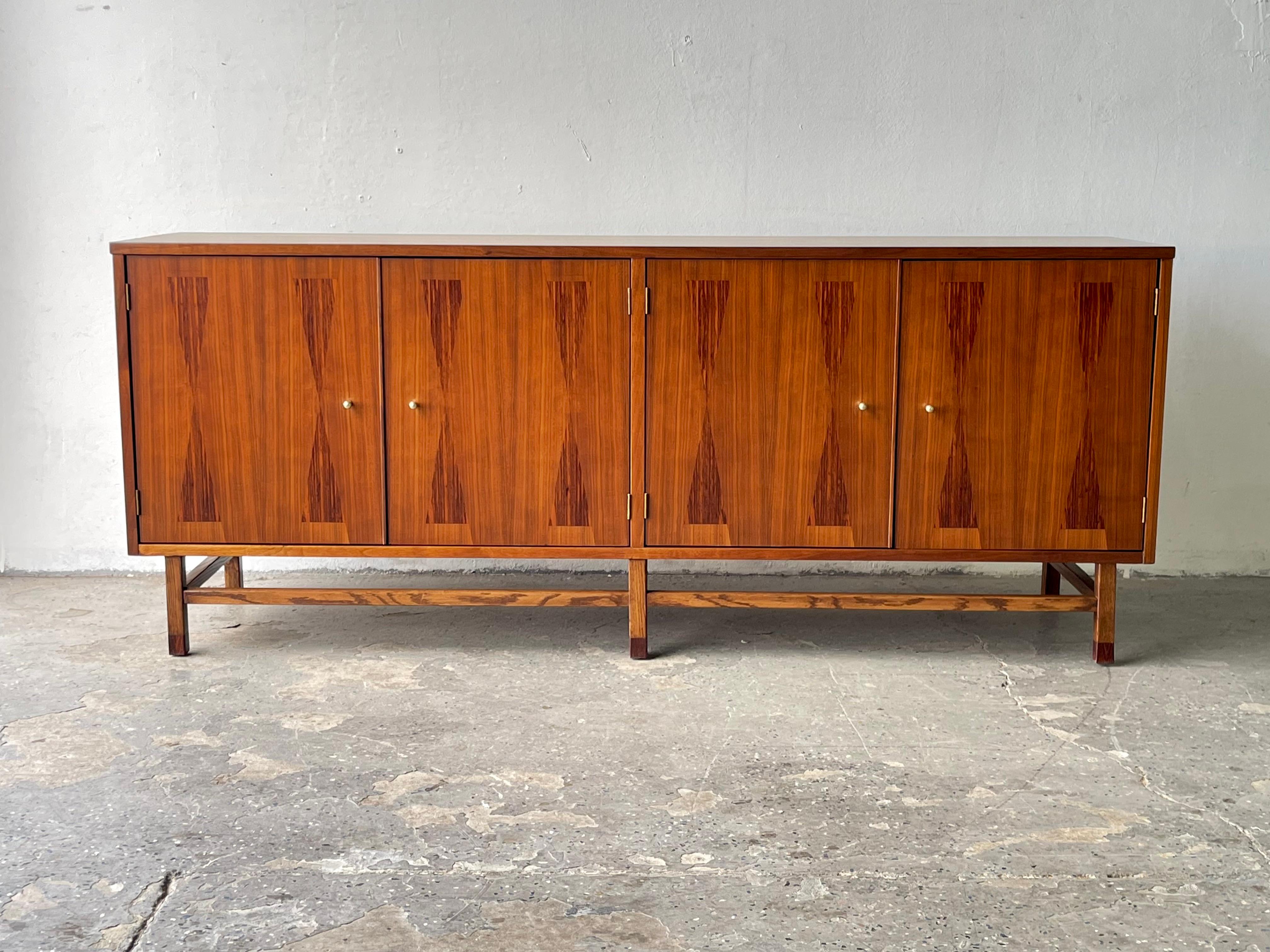 Walnut Striking Mid-Century Modern Credenza from Stanley's Linear Precision Group