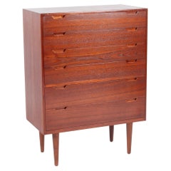 Striking Mid Century Modern Danish Tallboy Chest Of Drawers
