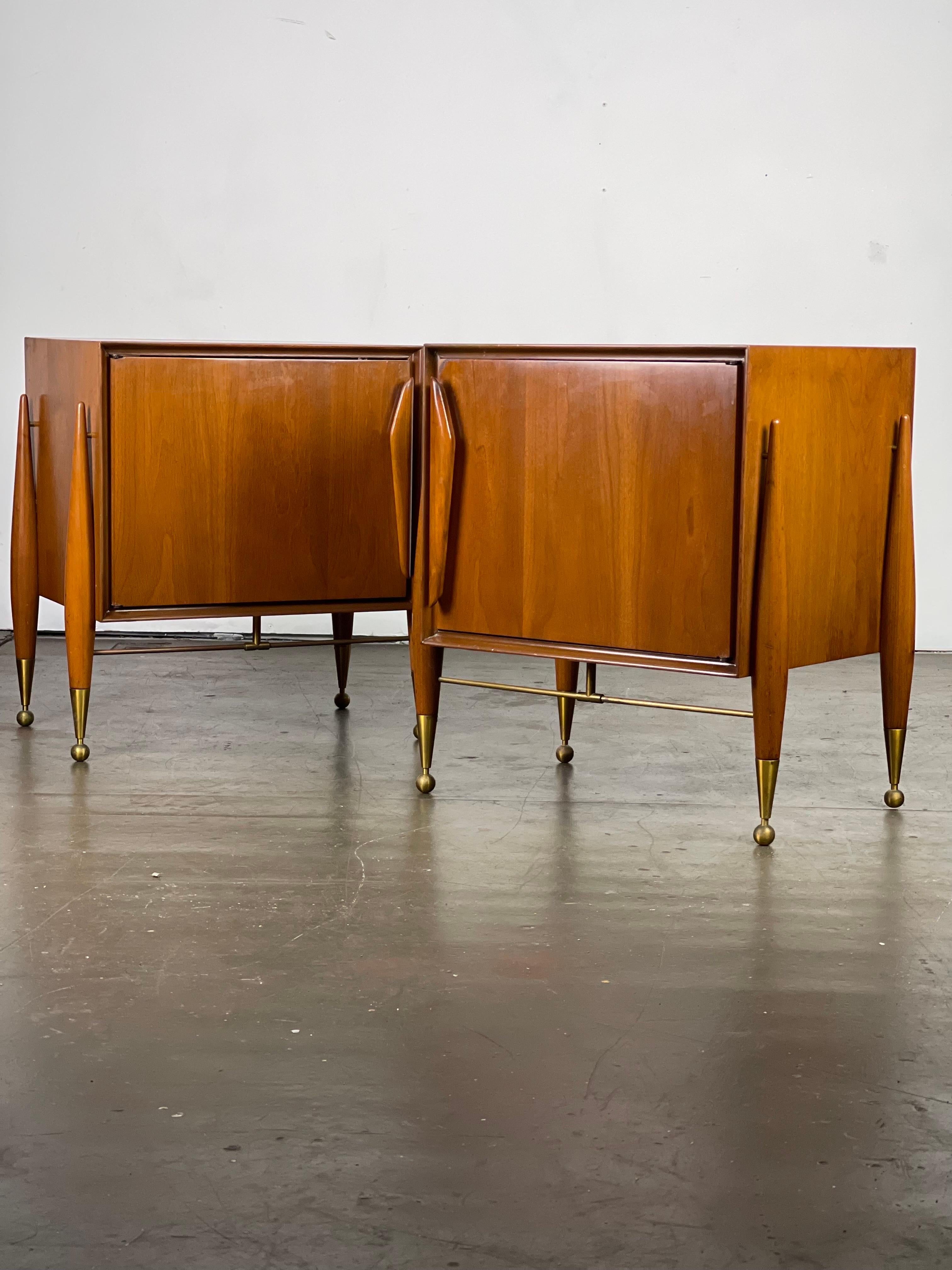 American Striking Mid-Century Modern Nighstands by Specialty Woodcraft, 1957  For Sale