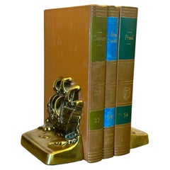 Striking Mid-Century Modern PM Craftsman Bronze-Clad Sailing Ship Bookends