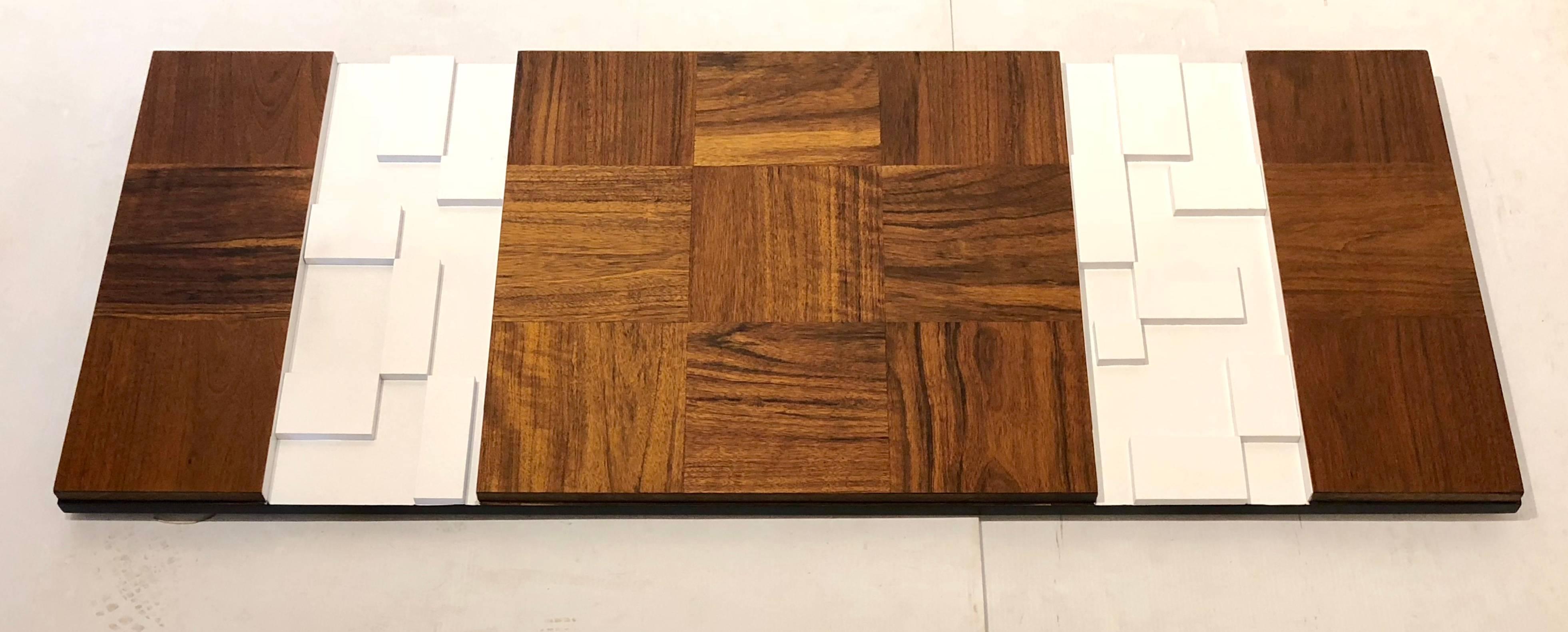 Striking Mid-Century Modern Walnut Geometric Cubist Large Wall Panel In Excellent Condition In San Diego, CA