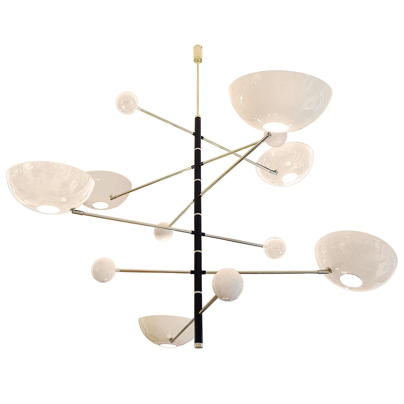 Auffälliger Kronleuchter aus Messing im Mid-Century-Stil mit 6 ausbalancierten, drehbaren Armen im Angebot 2