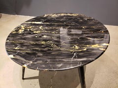 Striking Midcentury Italian Knife Edge Marble Table with Dramatic Splayed Legs