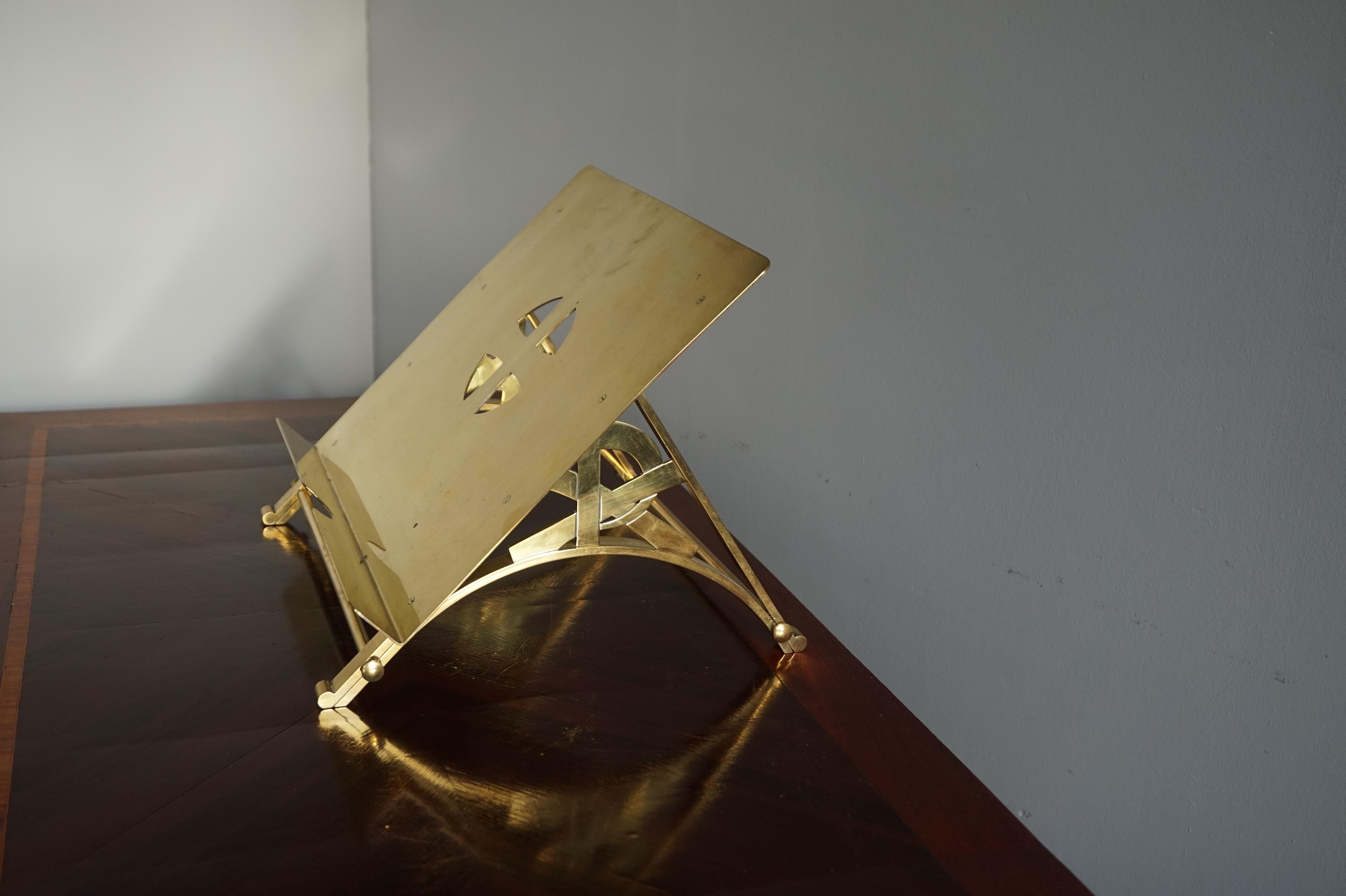 Striking Mid-Century Modern Brass Church Bible Stand Lectern with XP Christogram 1
