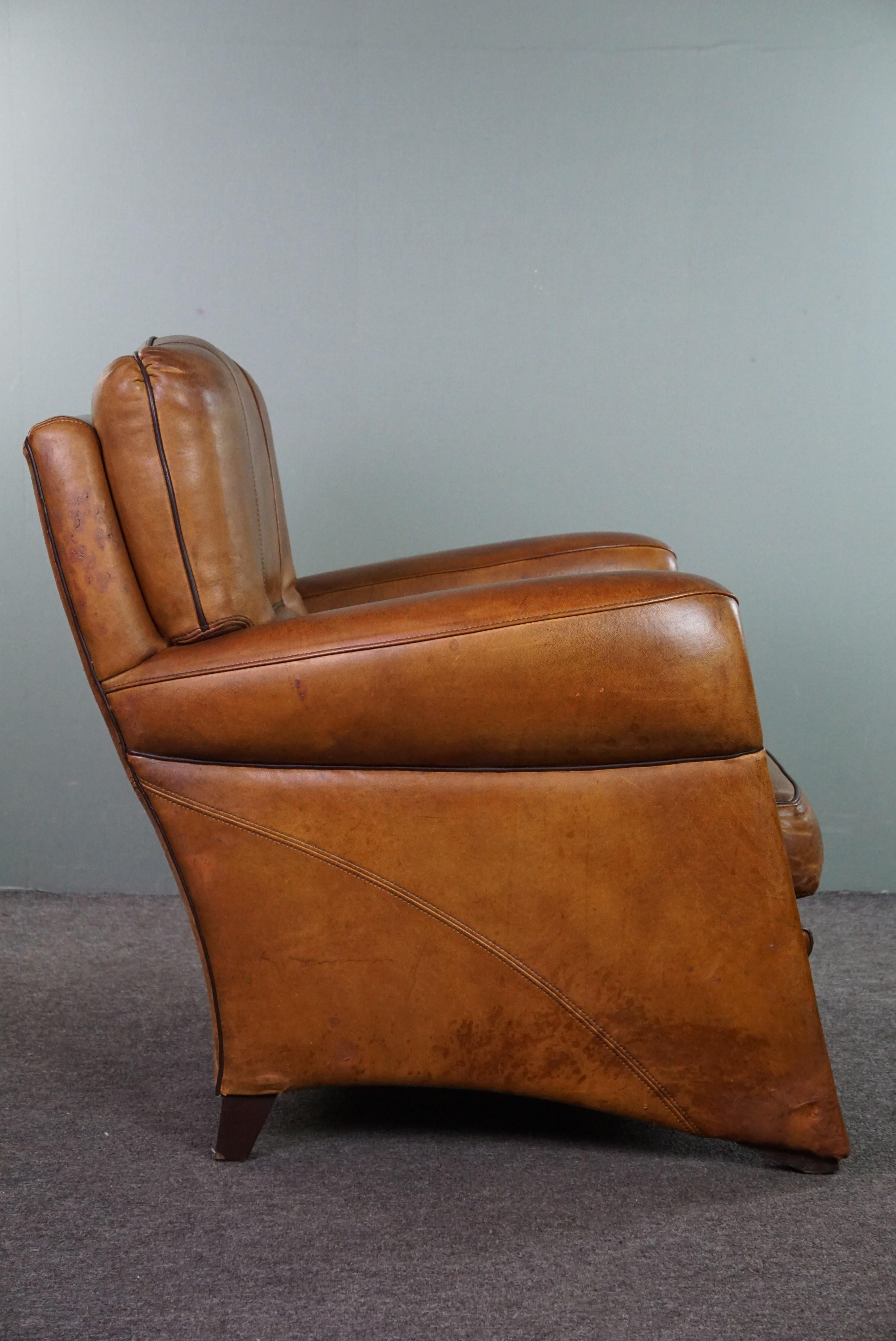Mid-Century Modern Striking modern design armchair made of high-quality sheepskin leather For Sale