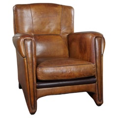 Used Striking modern design armchair made of high-quality sheepskin leather