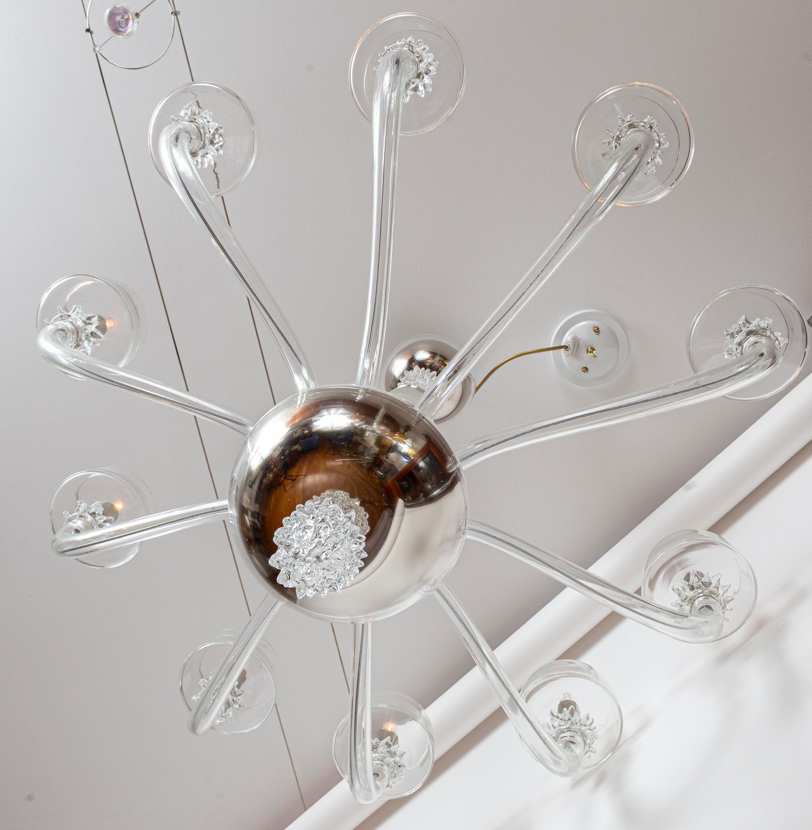 Lustre vénitien moderne à 10 bras de lumière en cristal en vente 3