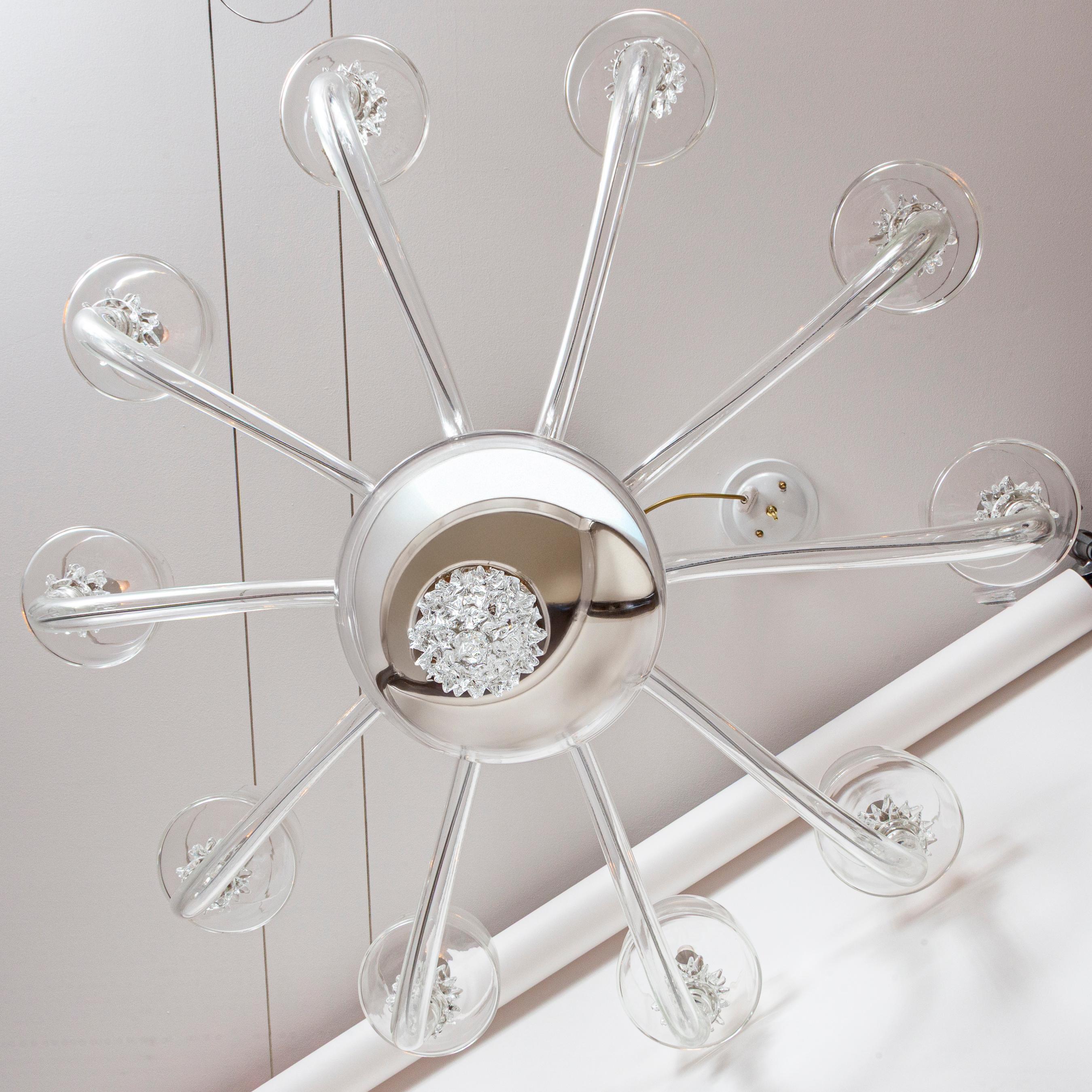 Lustre vénitien moderne à 10 bras de lumière en cristal en vente 4