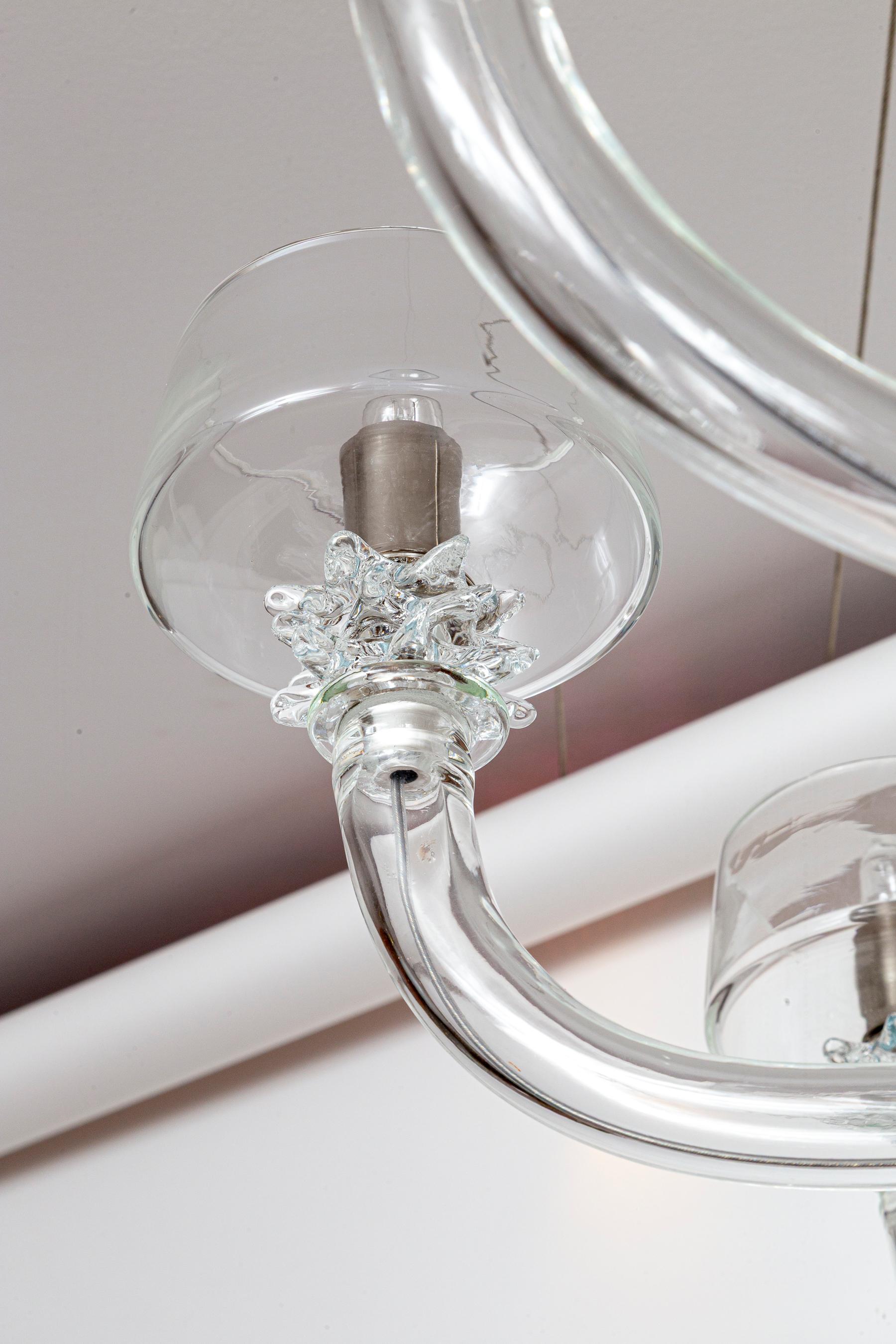 Lustre vénitien moderne à 10 bras de lumière en cristal en vente 5