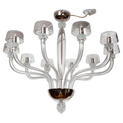 Large Modern Venetian 10 Arm Crystal Rostrato Chandelier
