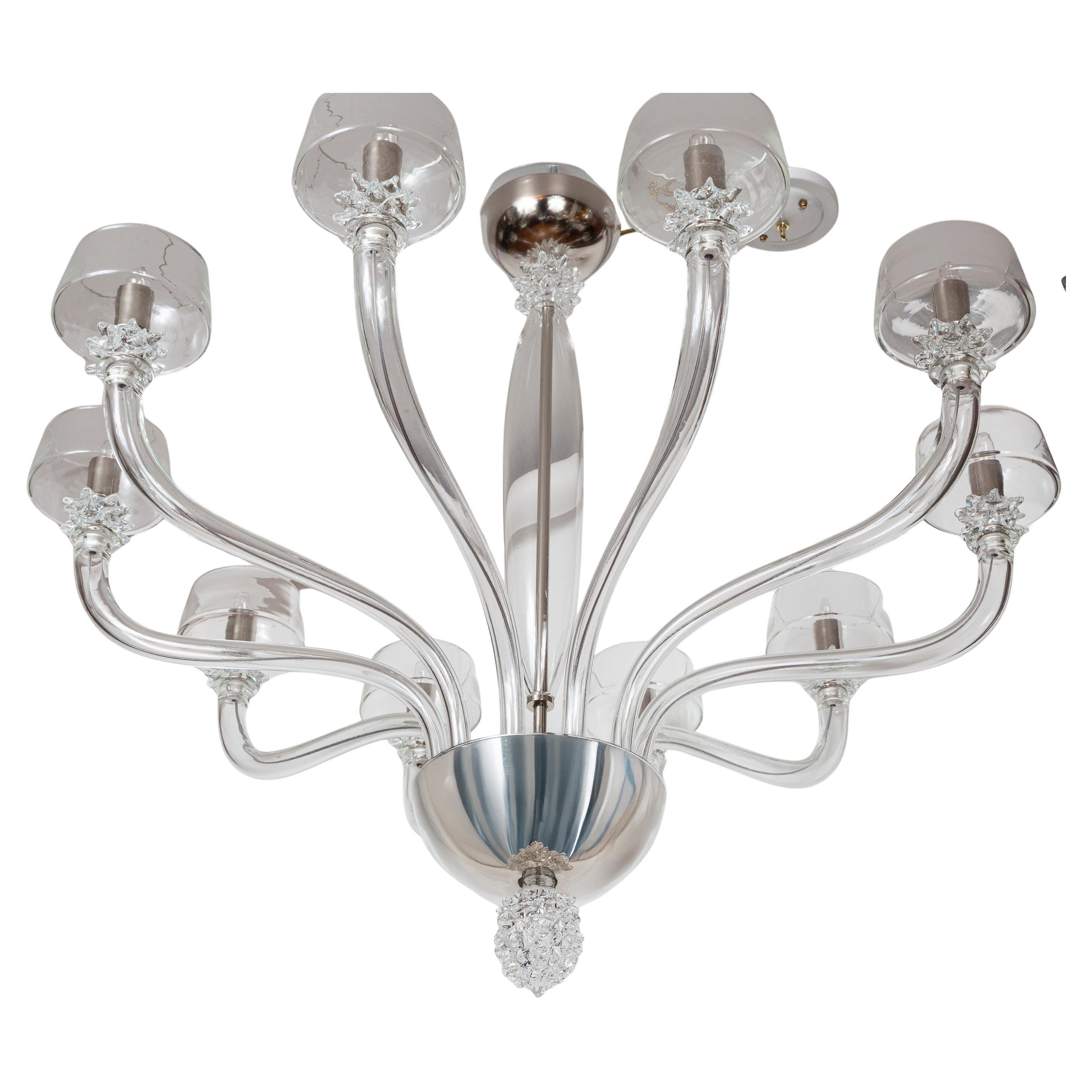 Moderne Lustre vénitien moderne à 10 bras de lumière en cristal en vente