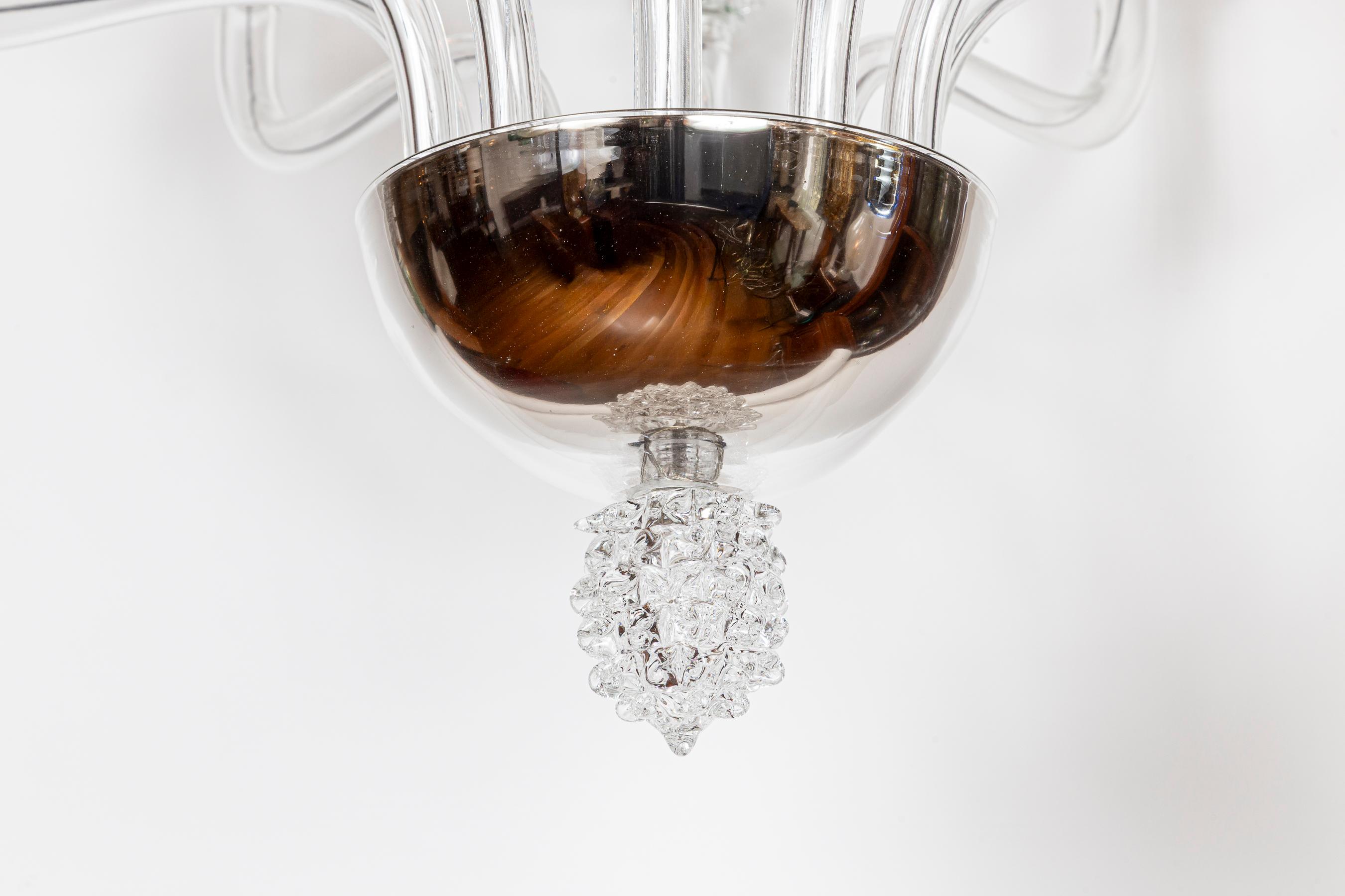Lustre vénitien moderne à 10 bras de lumière en cristal en vente 1