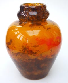 Auffällige polychrome „Jades“-Glaskugelvase von Muller Freres, ca. 1920, signiert