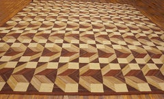 Striking MultiBrown Color 3Dimensional Pattern Contemporary American Hooked Rug