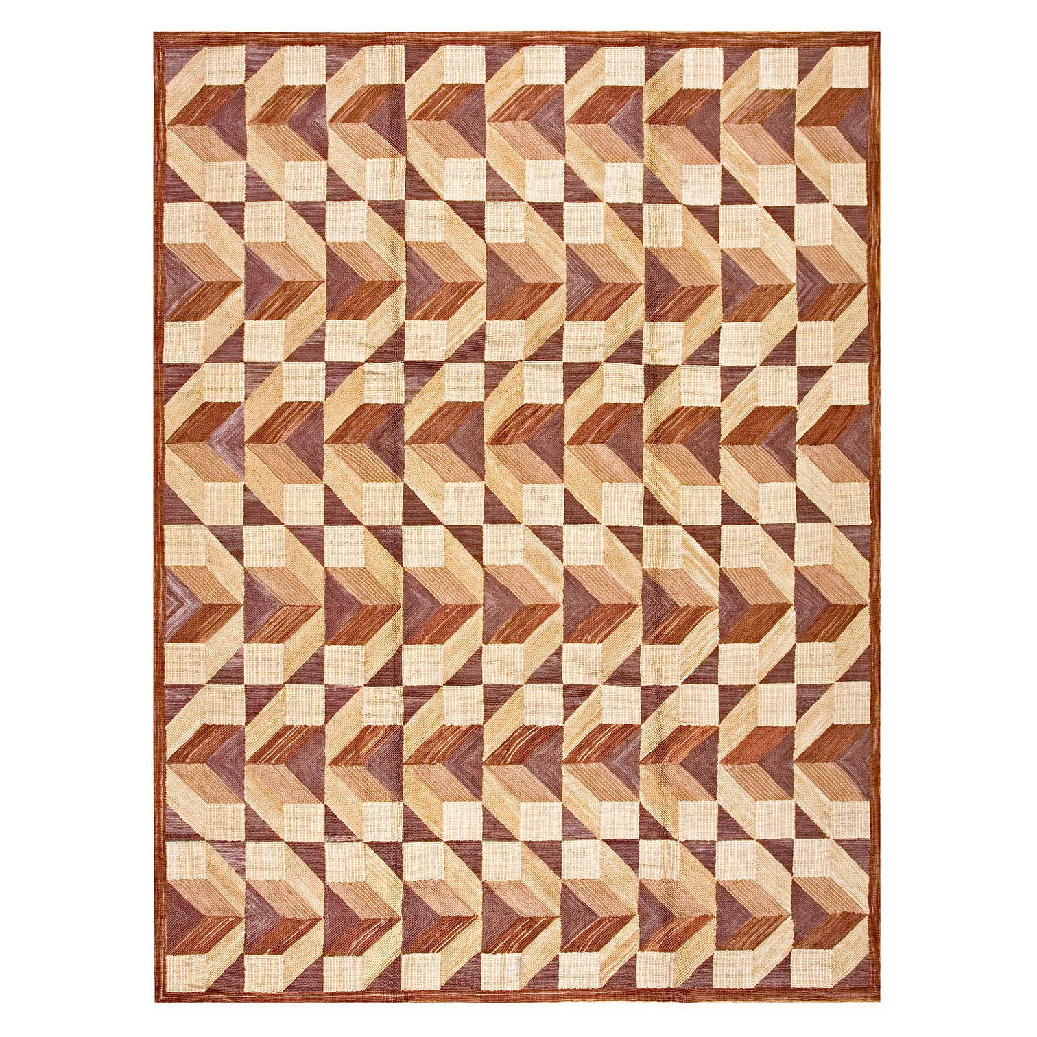 Striking MultiBrown Color 3Dimensional Pattern Contemporary American Hooked Rug