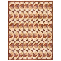 Striking MultiBrown Color 3Dimensional Pattern Contemporary American Hooked Rug