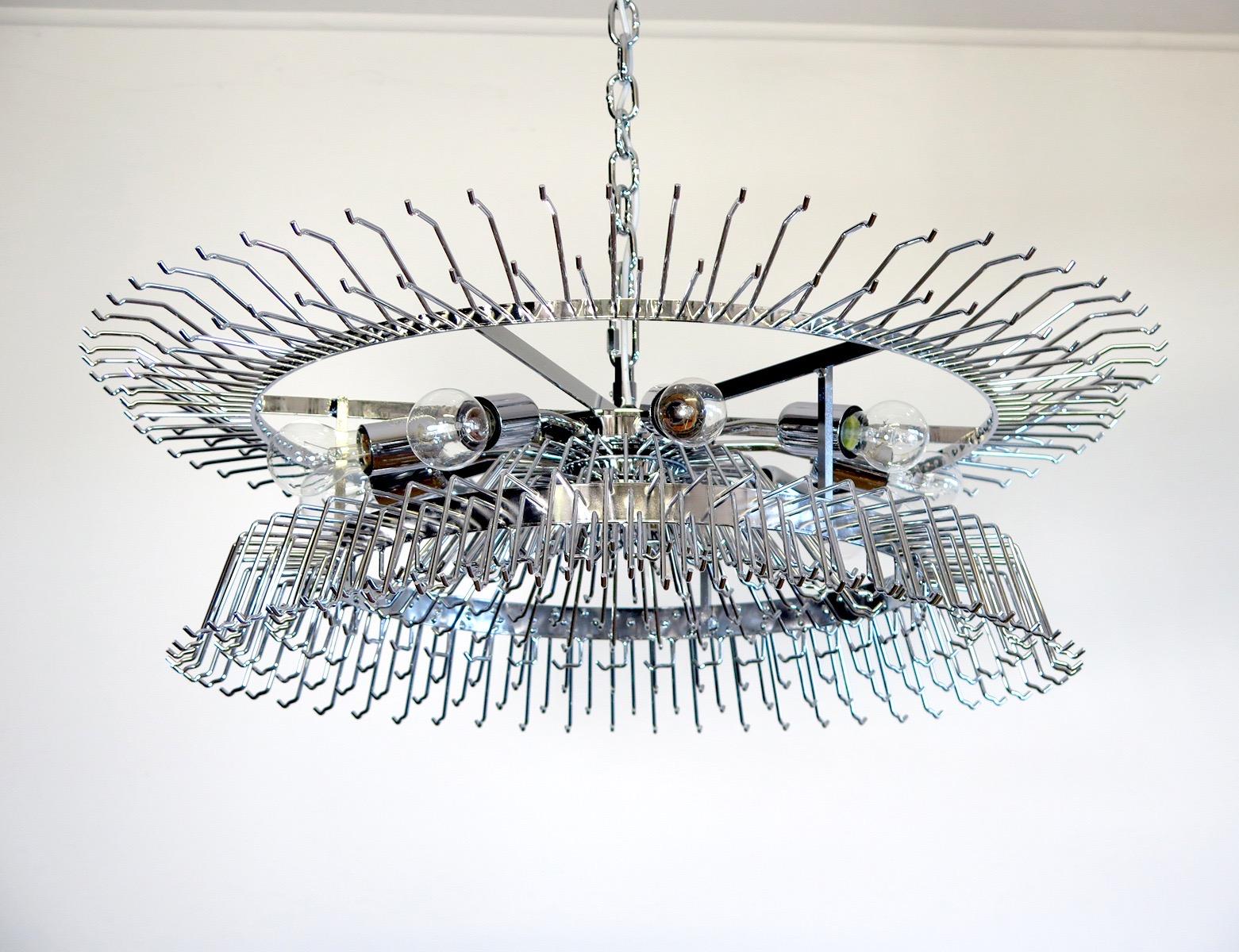 Striking Multicolor Triedi Crystal Prism Chandelier For Sale 3