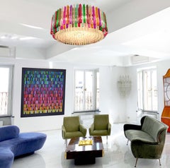Striking Multicolor Triedi Crystal Prism Chandelier