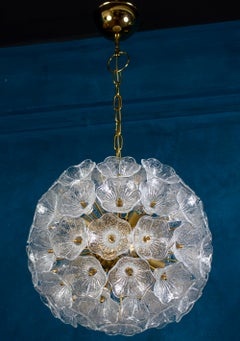 Auffallender Murano Glas Blumen Sputnik Kronleuchter von P. Venini VeArt Italien 1960er Jahre
