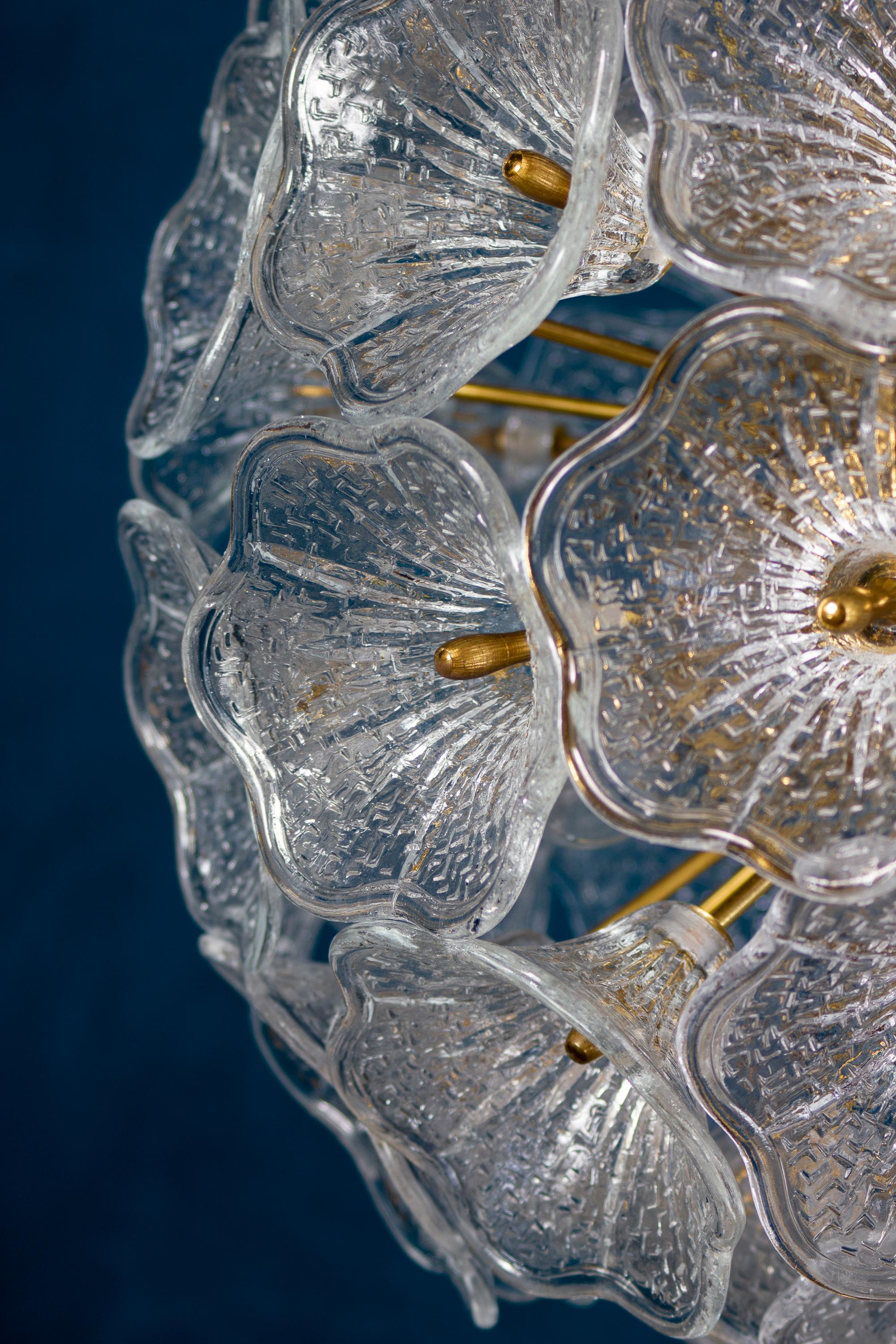 Blown Glass Striking  Murano Glass Flower Sputnik Chandelier by P. Venini VeArt Italy 1960s For Sale