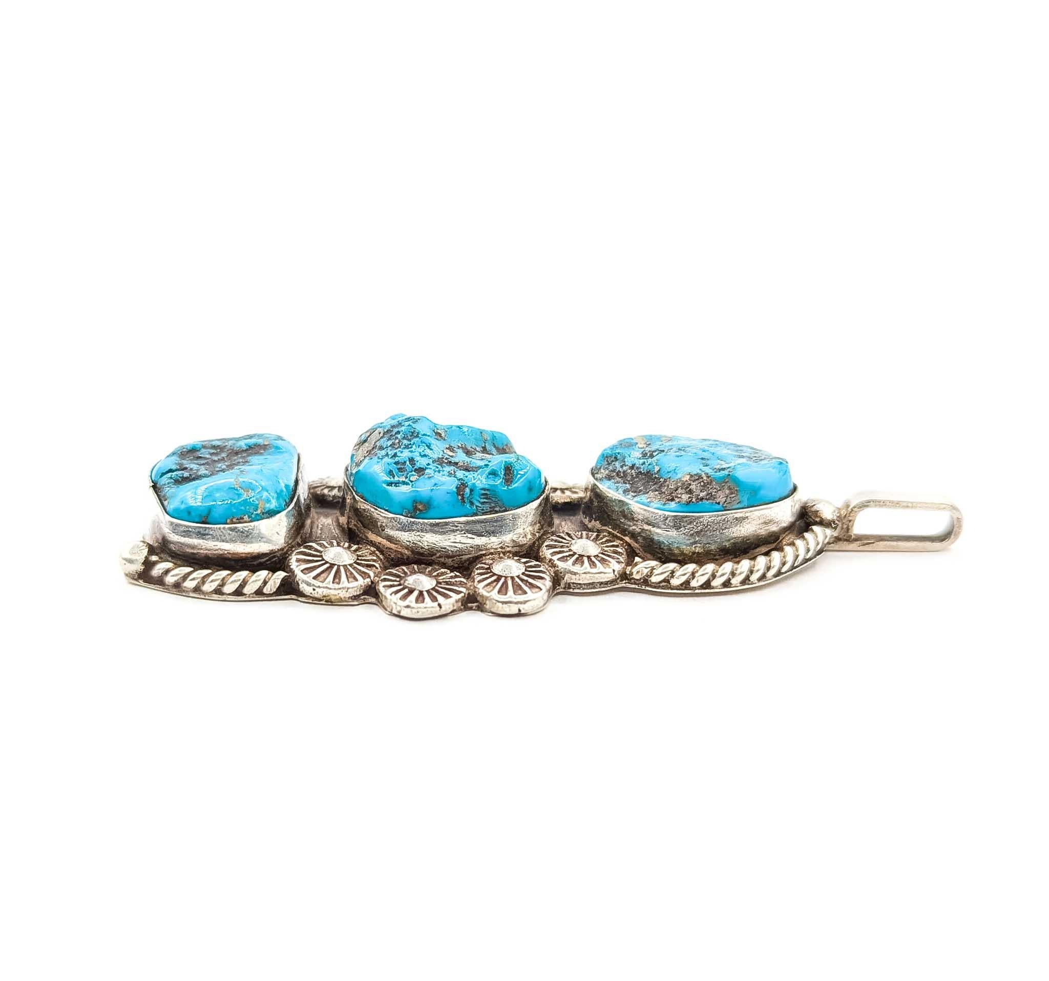 Donna Ciondolo a tre pietre di turchese dei nativi americani in argento sterling in vendita