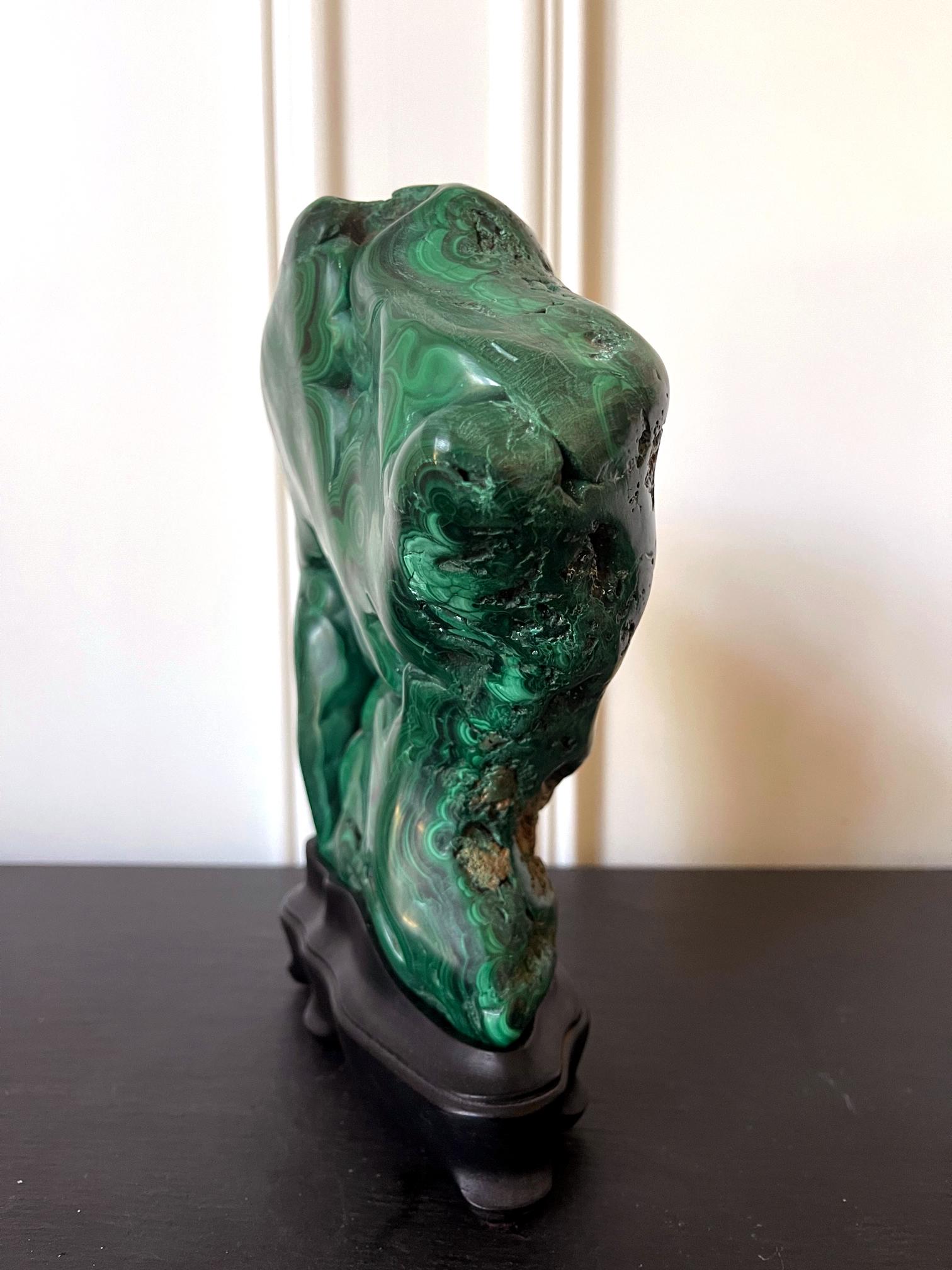 Striking Natural Malachite Specimen on Display Stand as Scholar Stone im Angebot 1