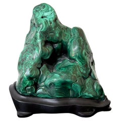 Striking Natural Malachite Specimen on Display Stand as Scholar Stone