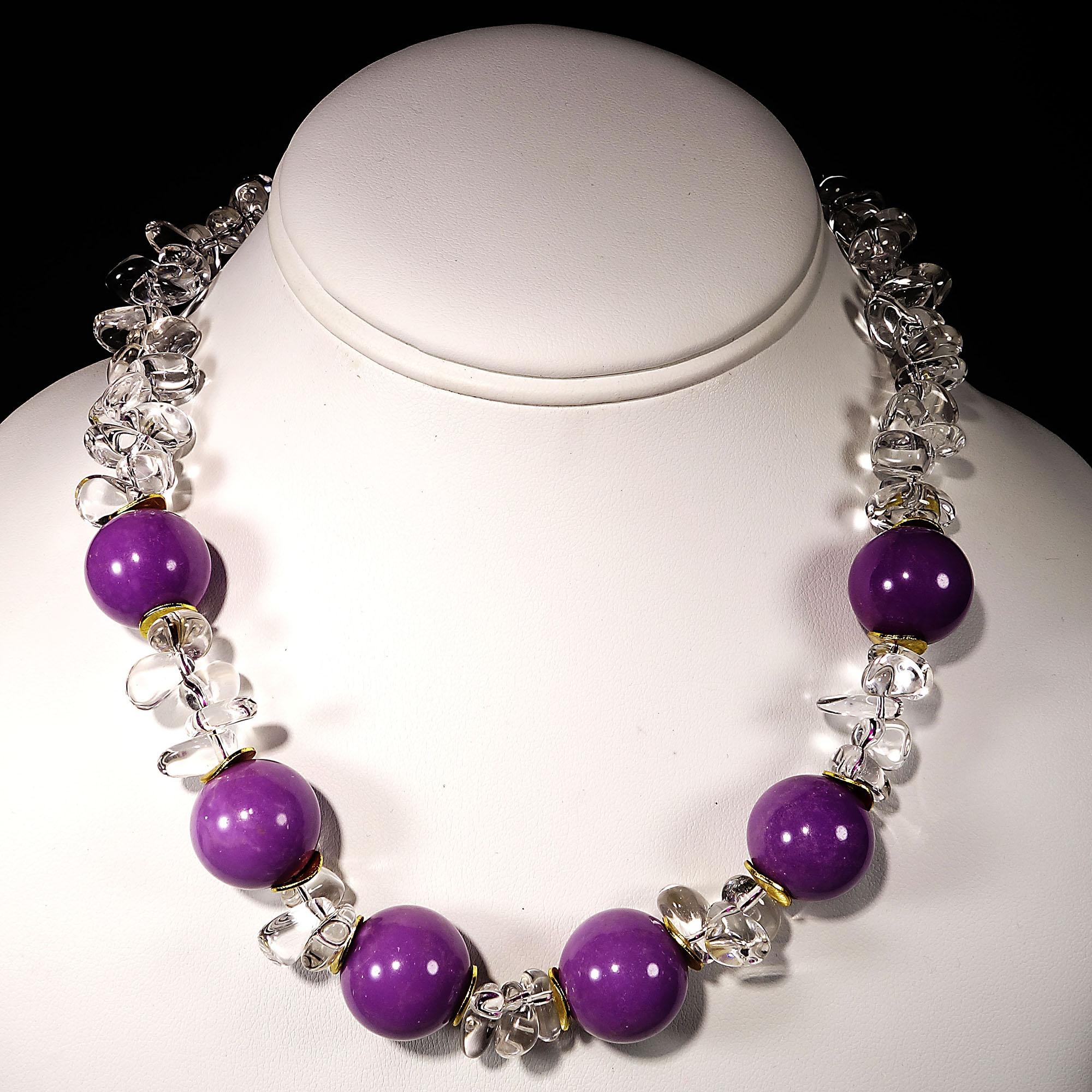AJD Necklace of Purple Phosphosiderite and Sparkling Crystal Nuggets  Great Gift In New Condition In Raleigh, NC