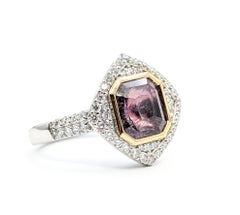 Striking No-Heat Pink Sapphire & Diamond Ring in Platinum and 18k Gold