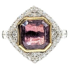 Striking No-Heat Pink Sapphire & Diamond Ring in Platinum and 18k Gold
