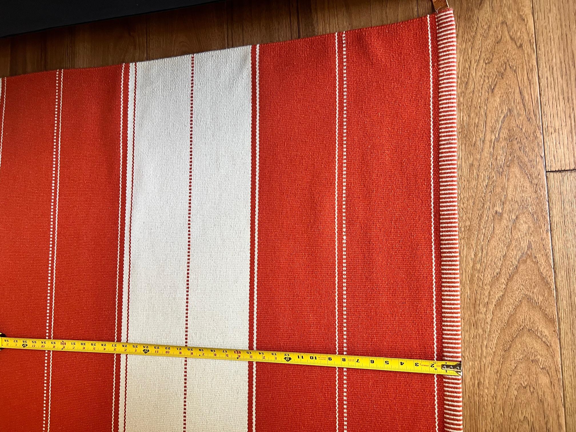 Striking Orange and White Wool Striped Rug by Swedish Rug Maker Kasthall 3