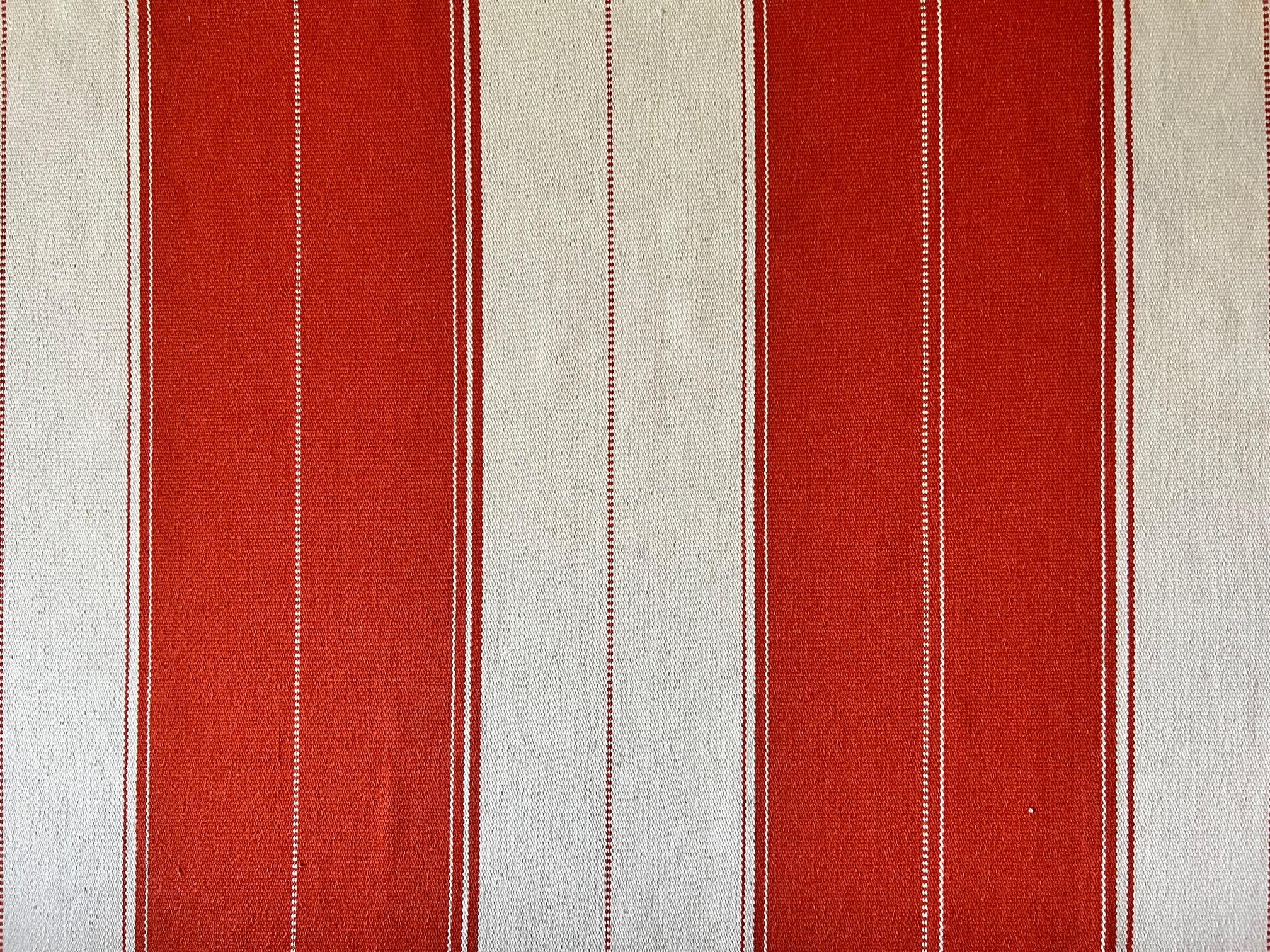 Modern Striking Orange and White Wool Striped Rug by Swedish Rug Maker Kasthall