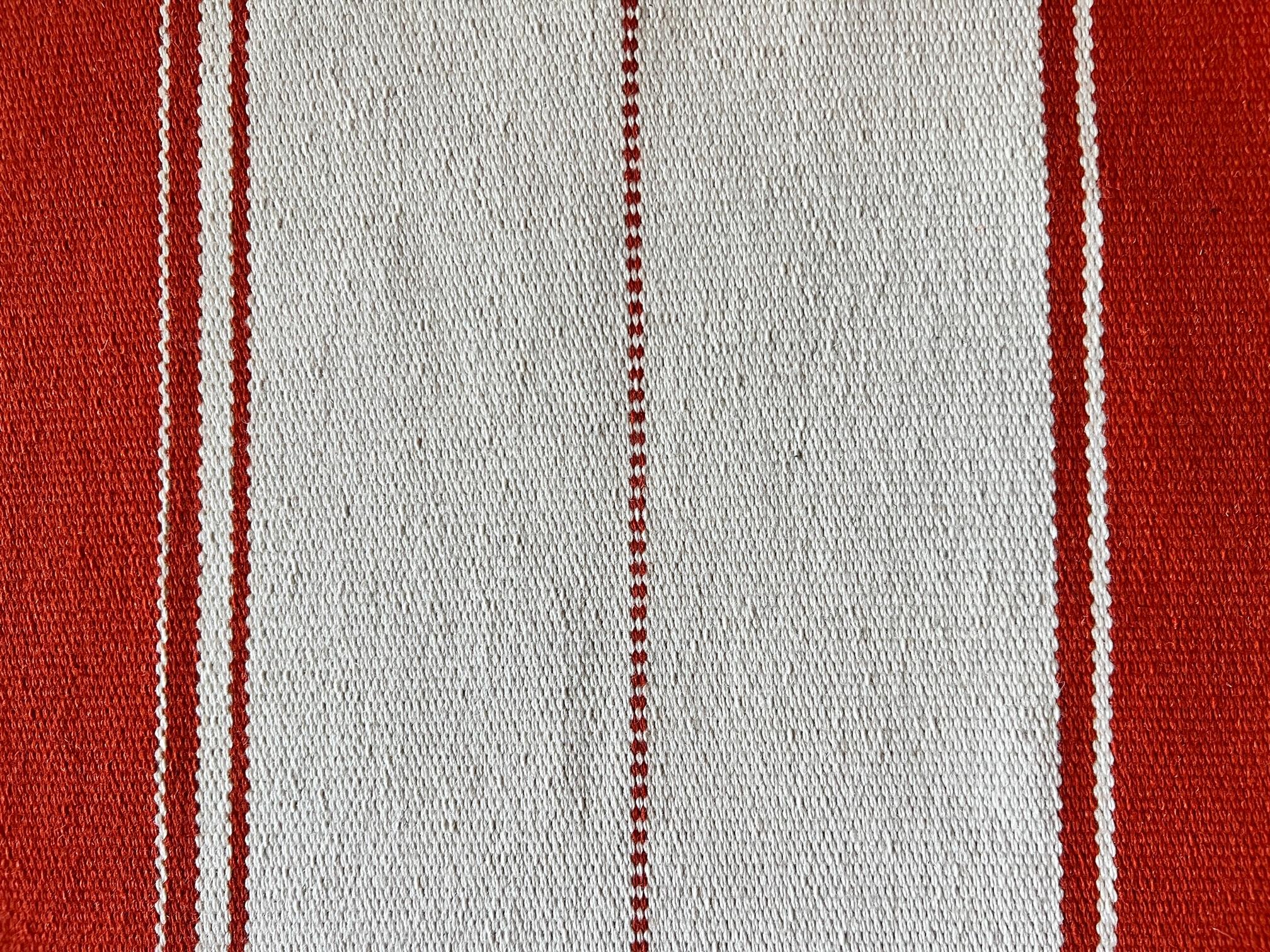 Contemporary Striking Orange and White Wool Striped Rug by Swedish Rug Maker Kasthall