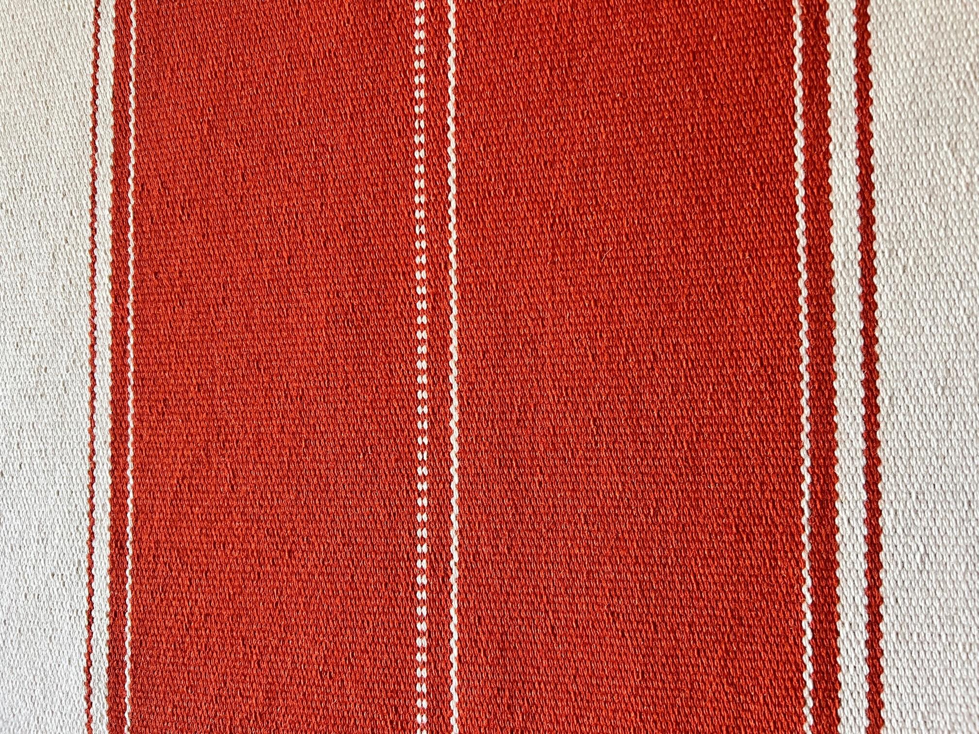 Striking Orange and White Wool Striped Rug by Swedish Rug Maker Kasthall 1