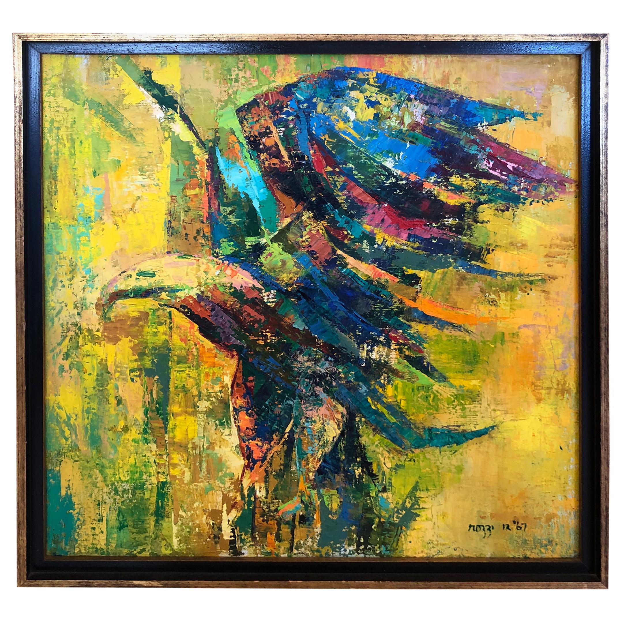 Superbe peinture à l'huile contemporaine d'un aigle