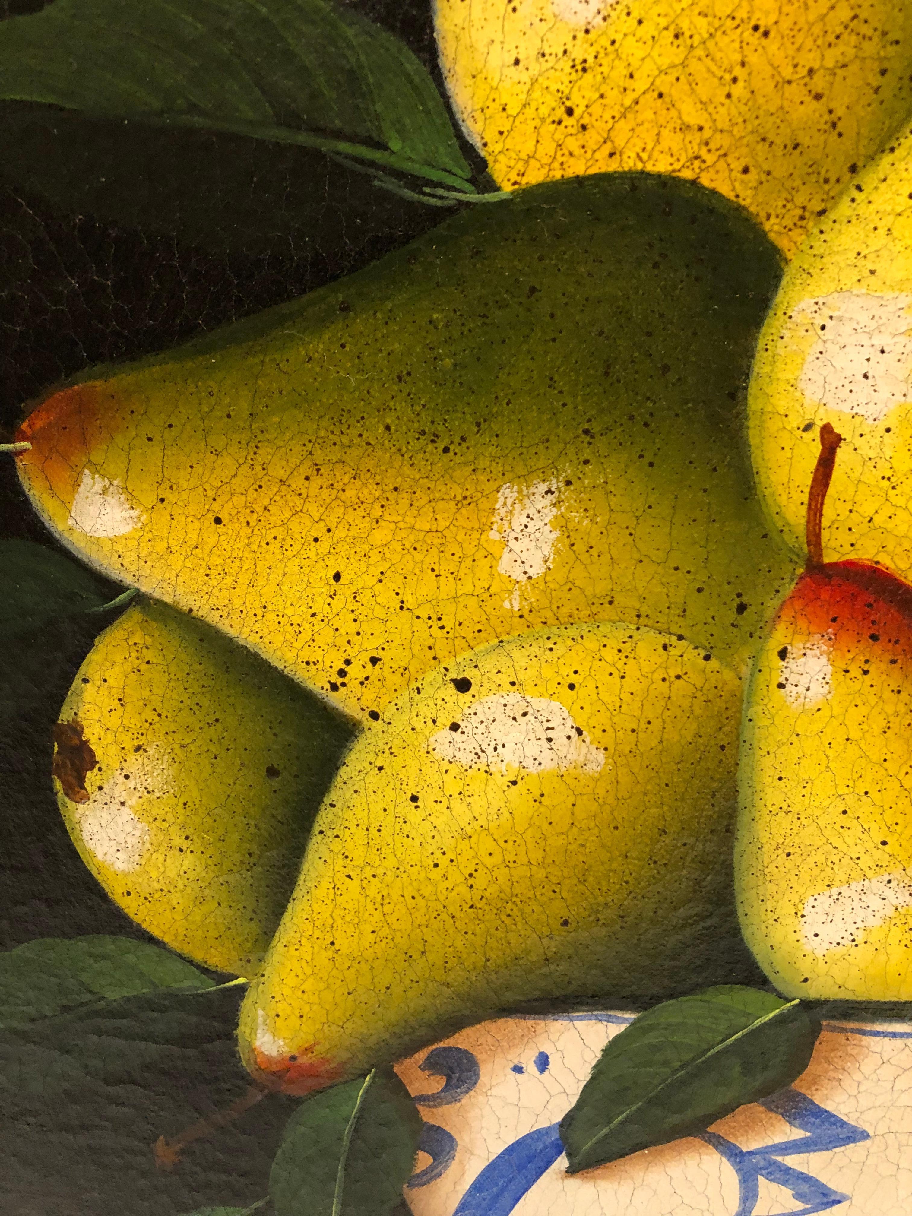 American Striking Original Still Life Painting of Pears For Sale