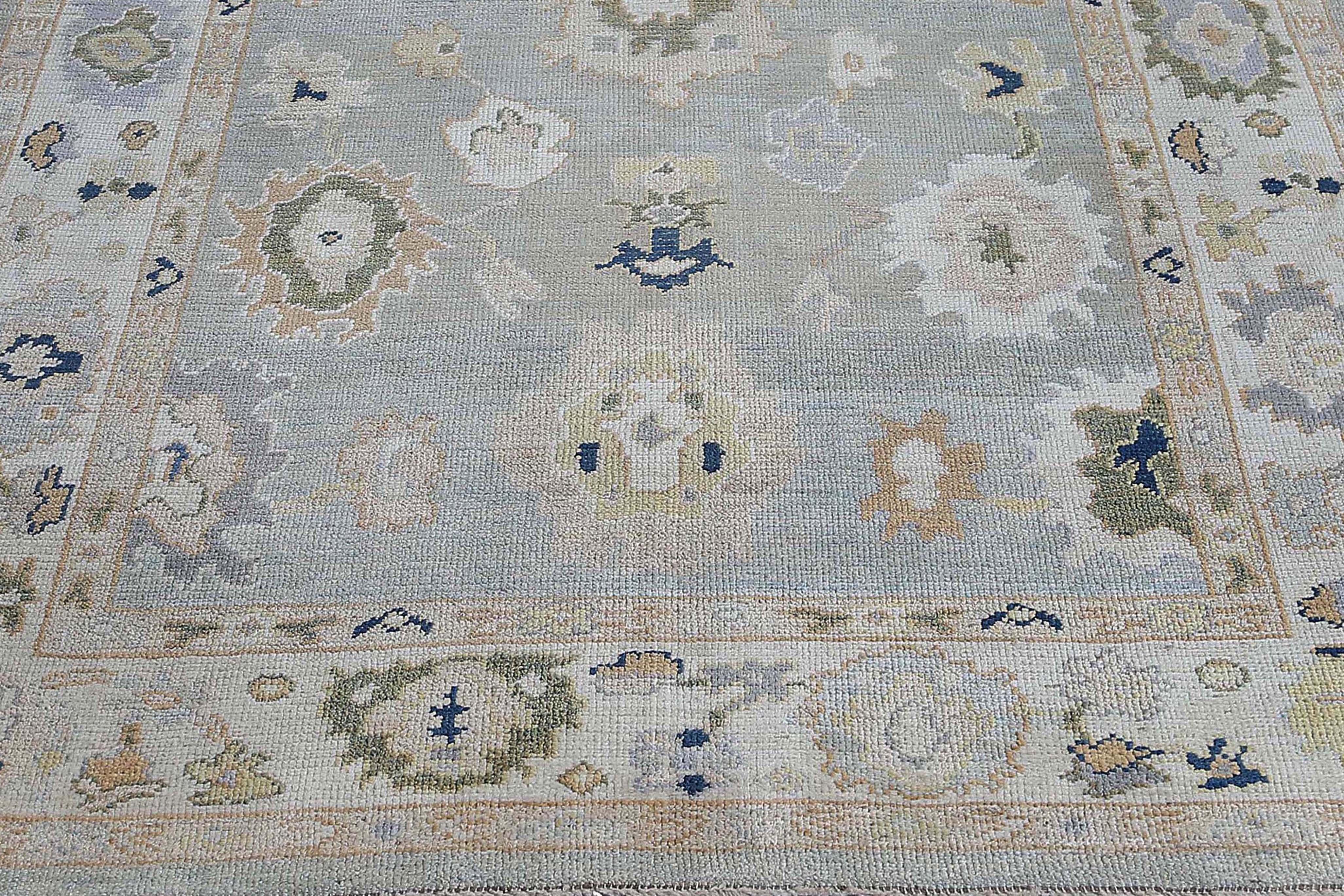 Alfombras de Afganistán Oushak Circa 1990 - Lana Azul Diseño Marfil - 95495 en venta 4