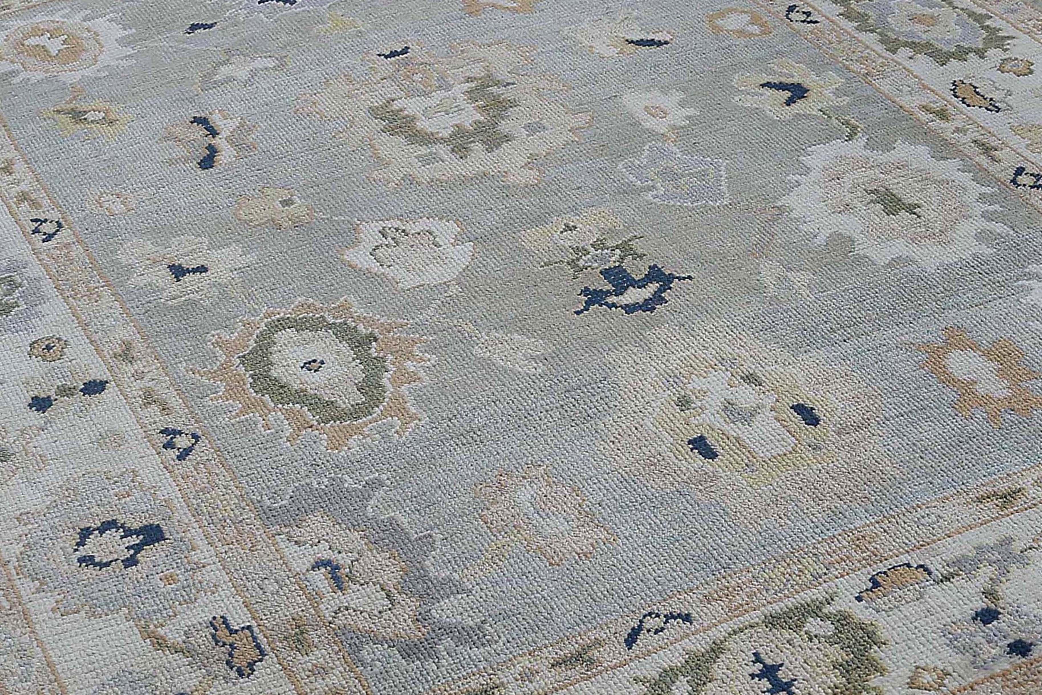 Alfombras de Afganistán Oushak Circa 1990 - Lana Azul Diseño Marfil - 95495 en venta 6