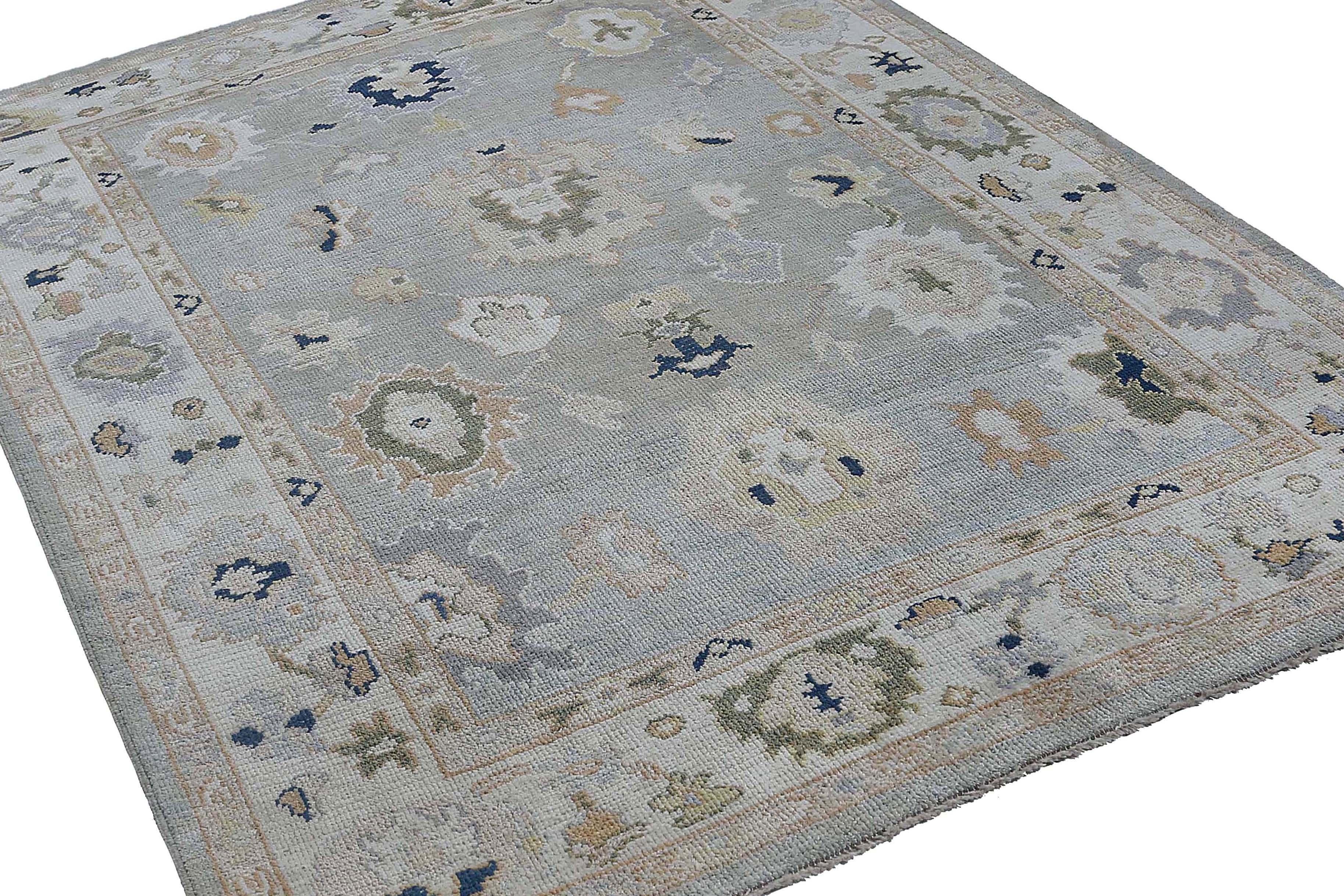 Alfombras de Afganistán Oushak Circa 1990 - Lana Azul Diseño Marfil - 95495 en venta 7
