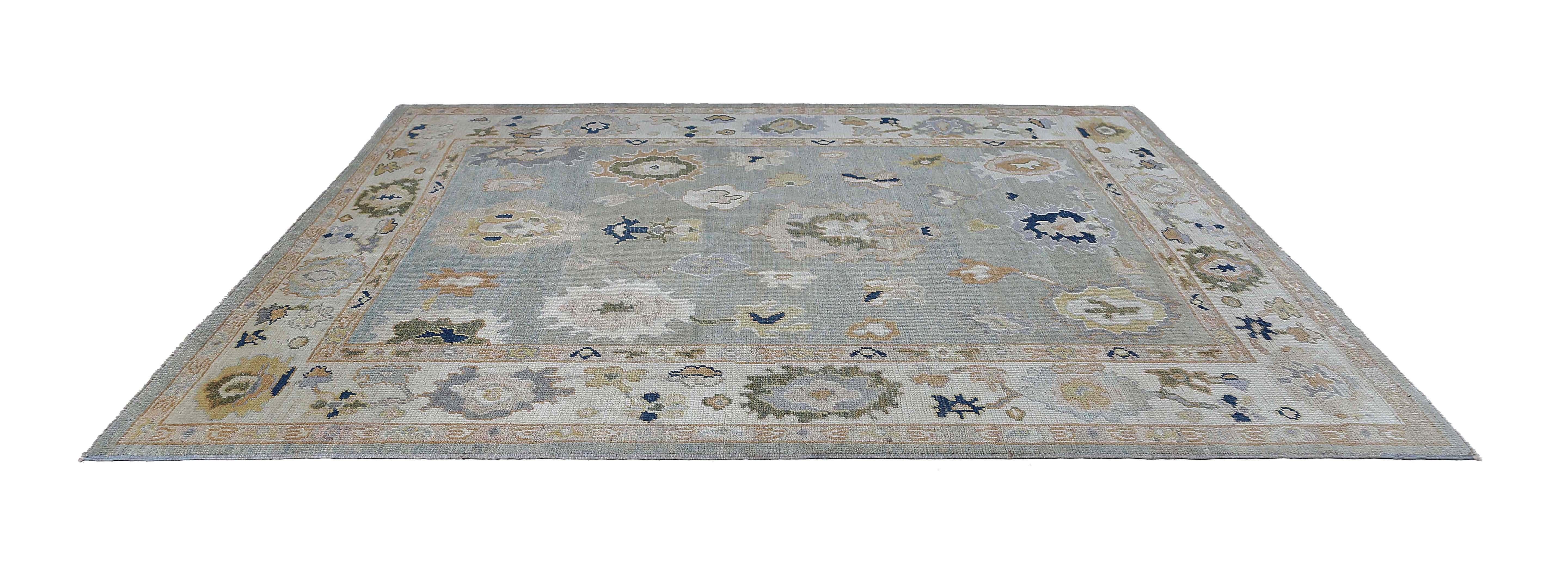 Alfombras de Afganistán Oushak Circa 1990 - Lana Azul Diseño Marfil - 95495 Tribal en venta