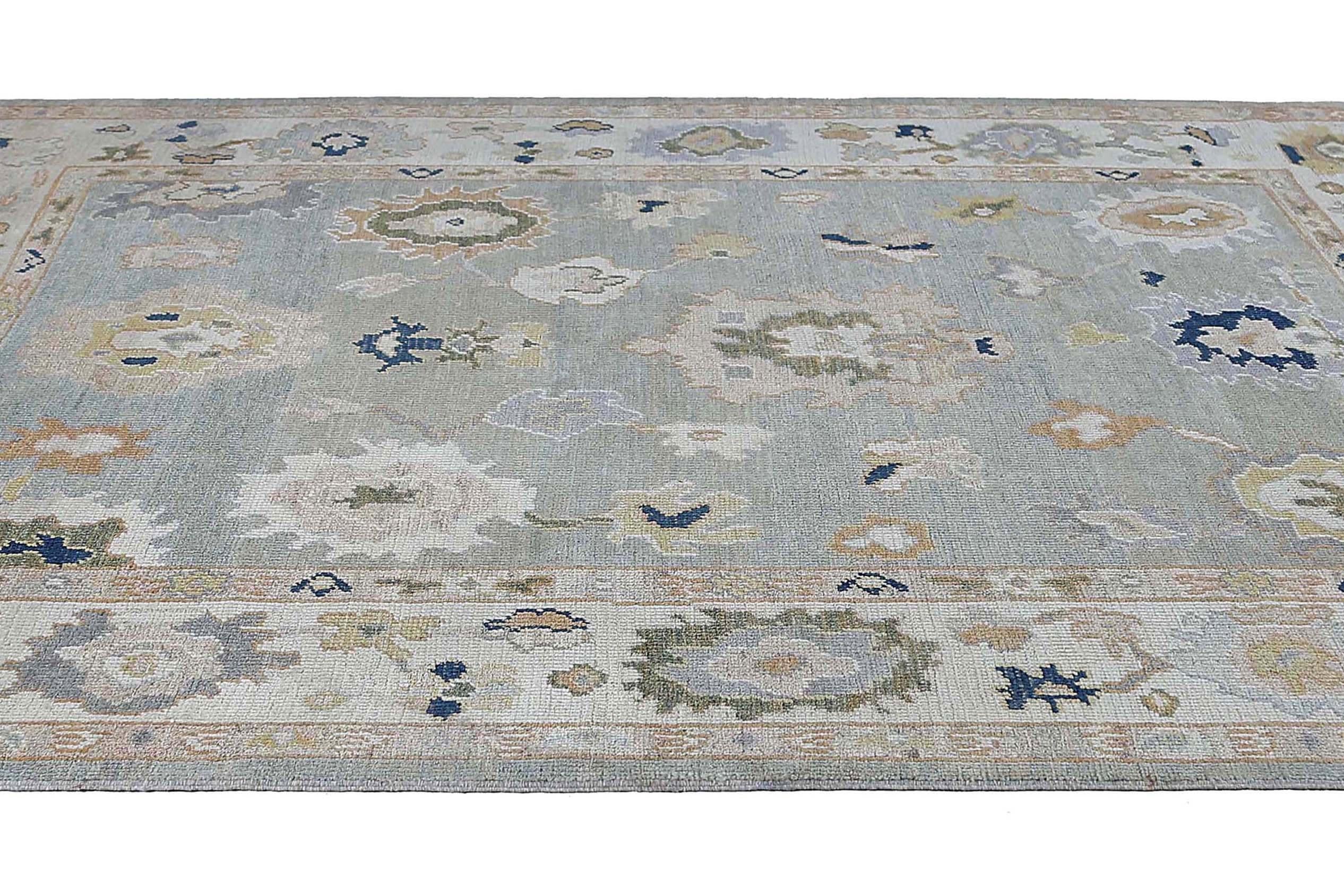 Alfombras de Afganistán Oushak Circa 1990 - Lana Azul Diseño Marfil - 95495 en venta 3