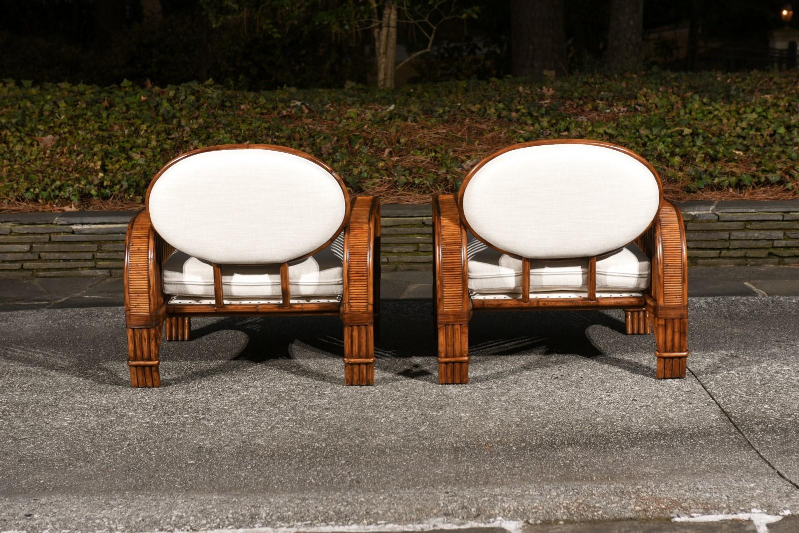 Striking Pair of Art Deco Influenced Club Chairs by Brown Jordan, circa 1980 For Sale 3