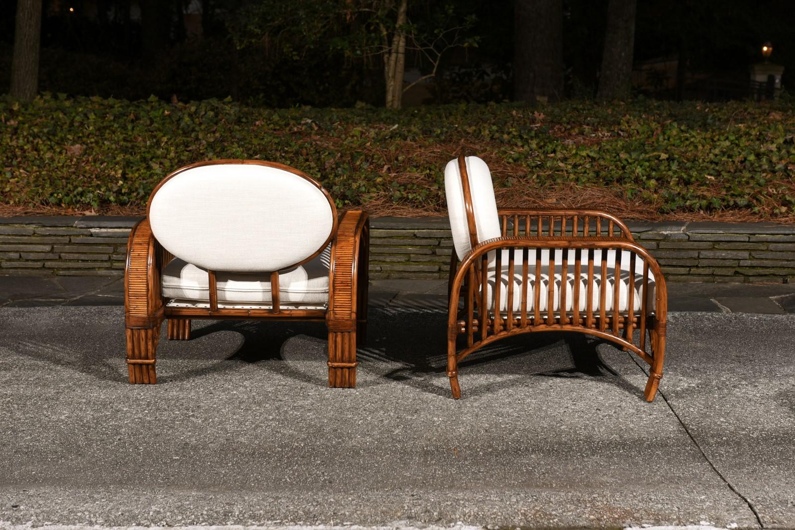 Striking Pair of Art Deco Influenced Club Chairs by Brown Jordan, circa 1980 For Sale 2