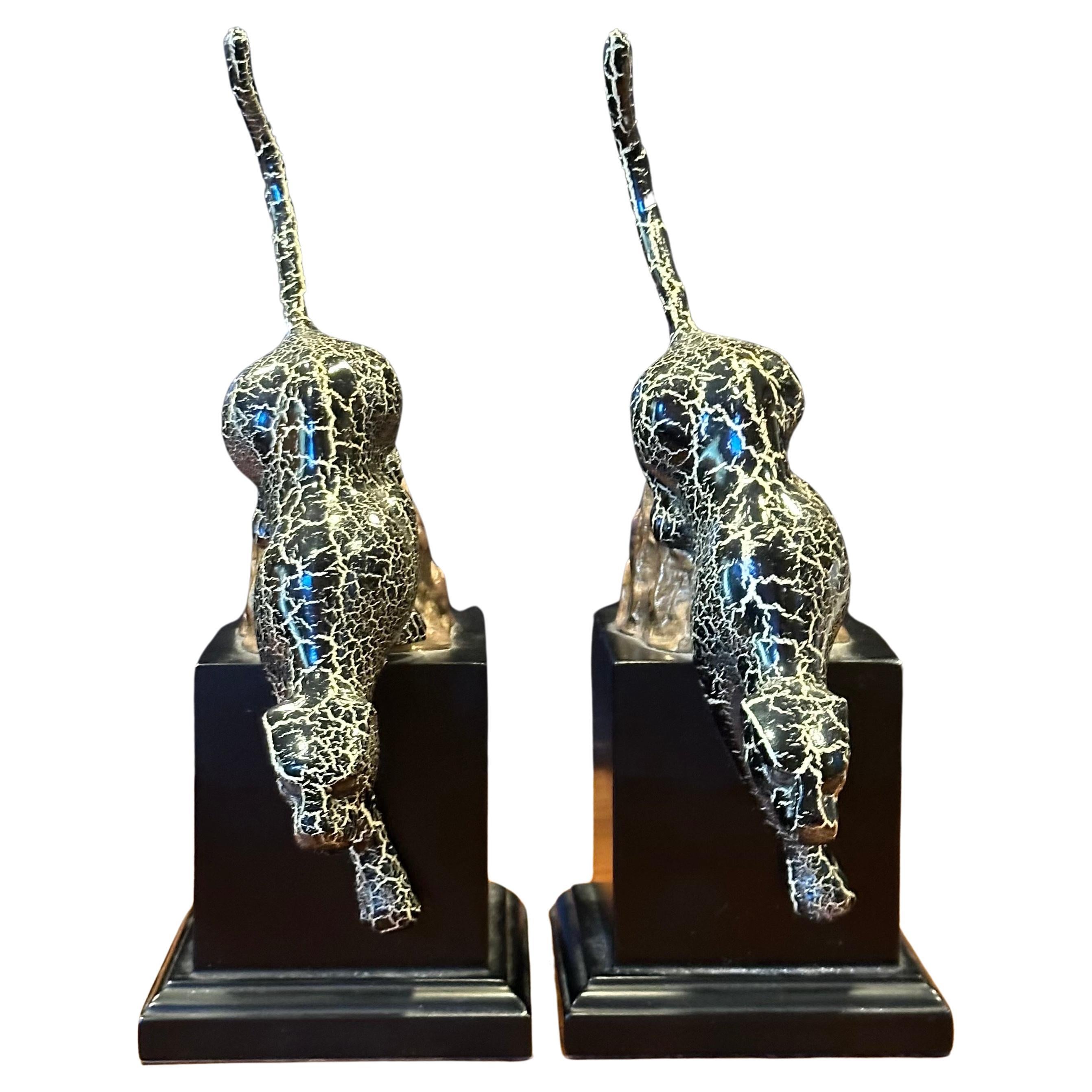 Striking Pair of Brass and Enamel Art Deco Style Jaguar Bookends 11