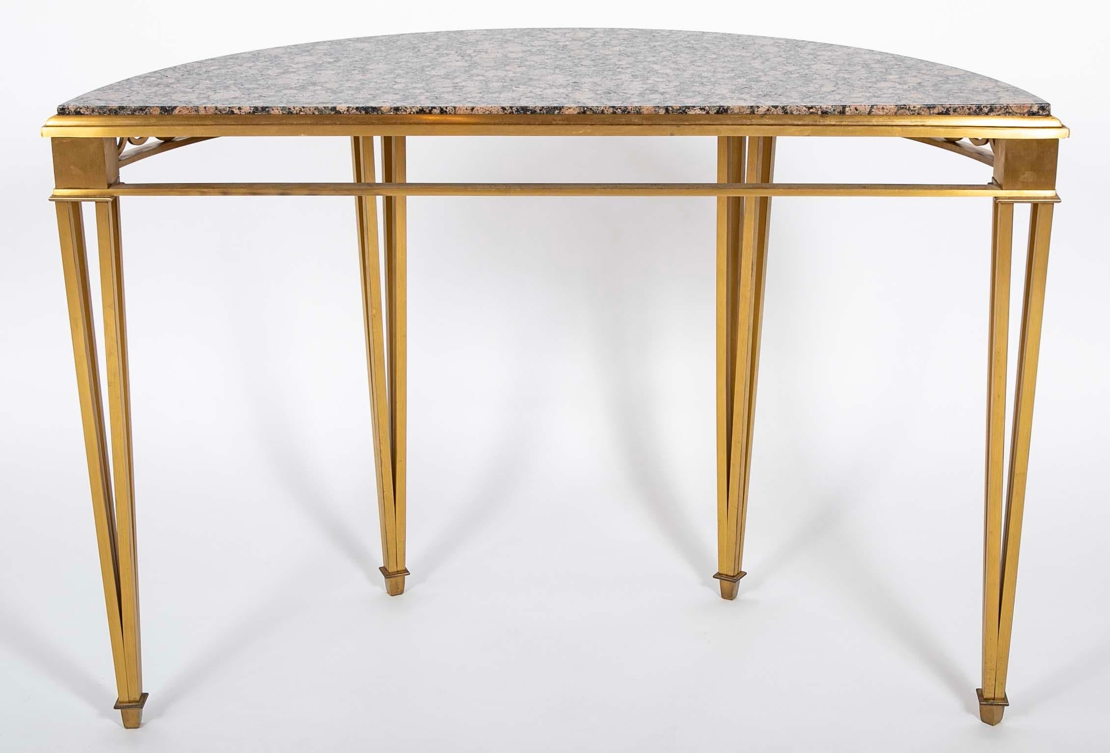 Striking Pair of Bronze Consoles with Fossilized Marble Tops For Sale 8