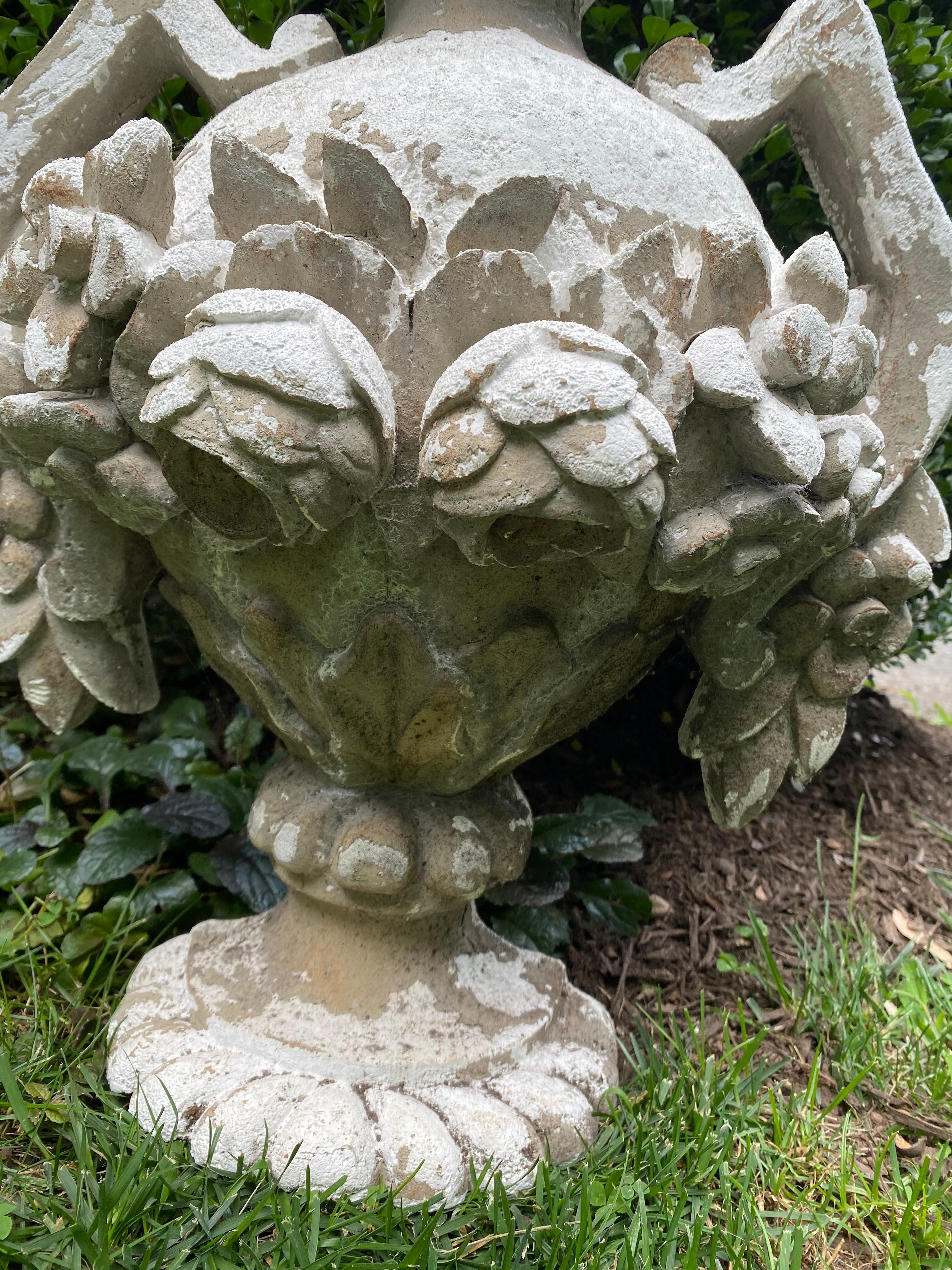 Neoclassical Striking Pair of Urn Motife Garden Ornaments