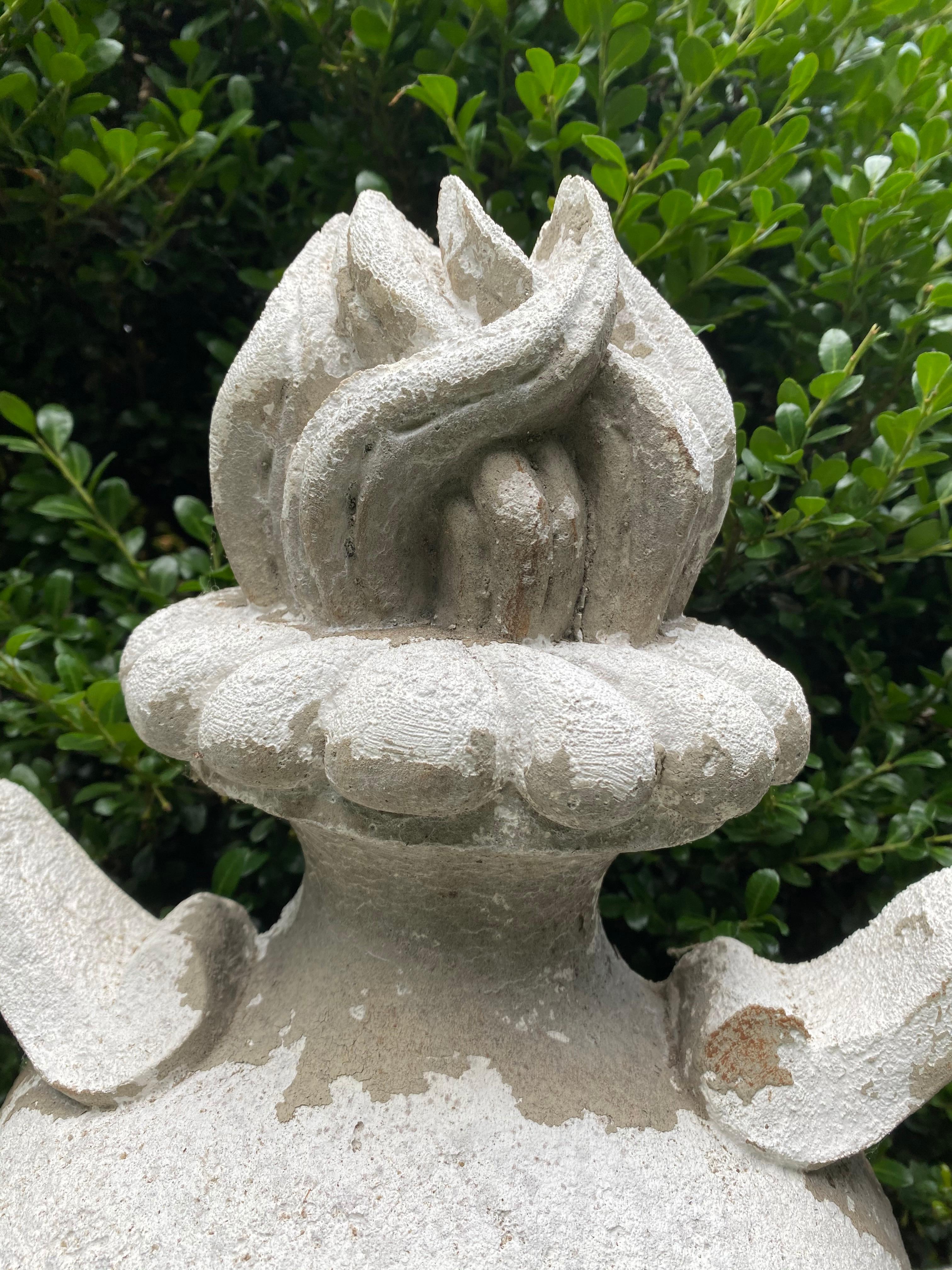 Mid-20th Century Striking Pair of Urn Motife Garden Ornaments